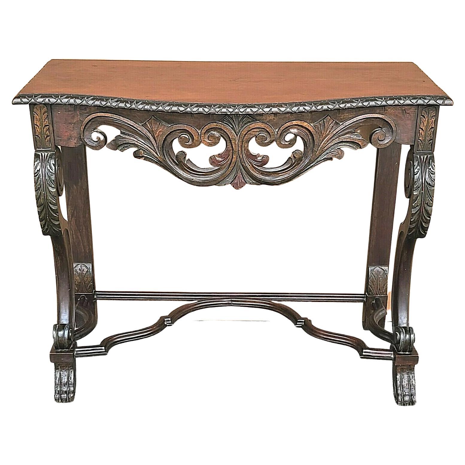Antique English Regency Console Table Polychrome For Sale