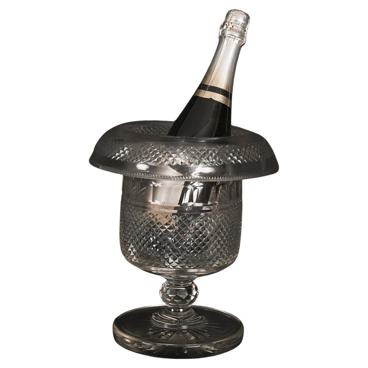 Antico frigorifero per vino e champagne in cristallo tagliato della Reggenza inglese del XIX secolo in vendita