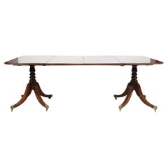 Antique English Regency Double Pedestal Mahogany Dining Table (AF1-094)
