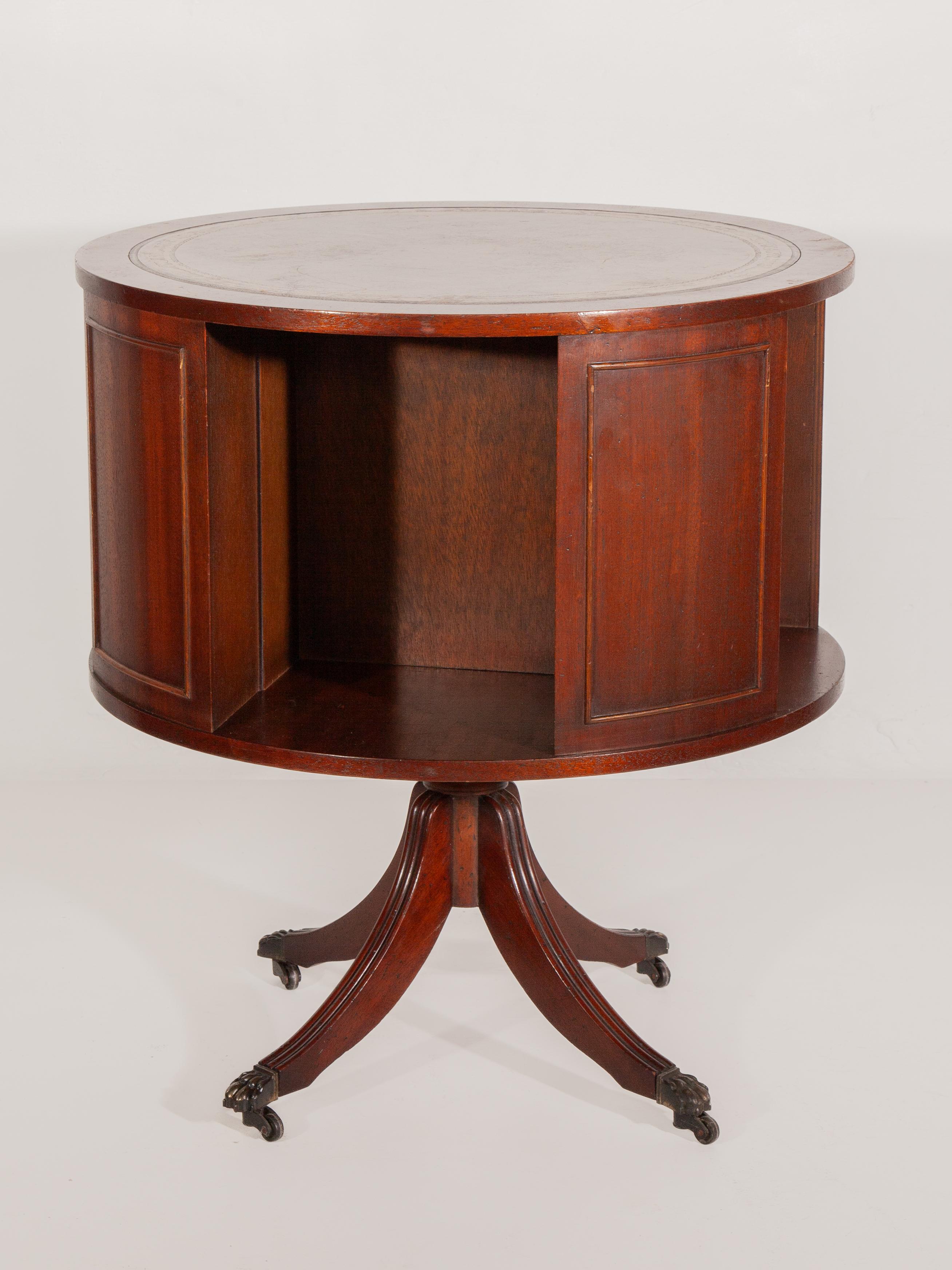 British Antique English Regency Drum Table, Bar or Book Display For Sale