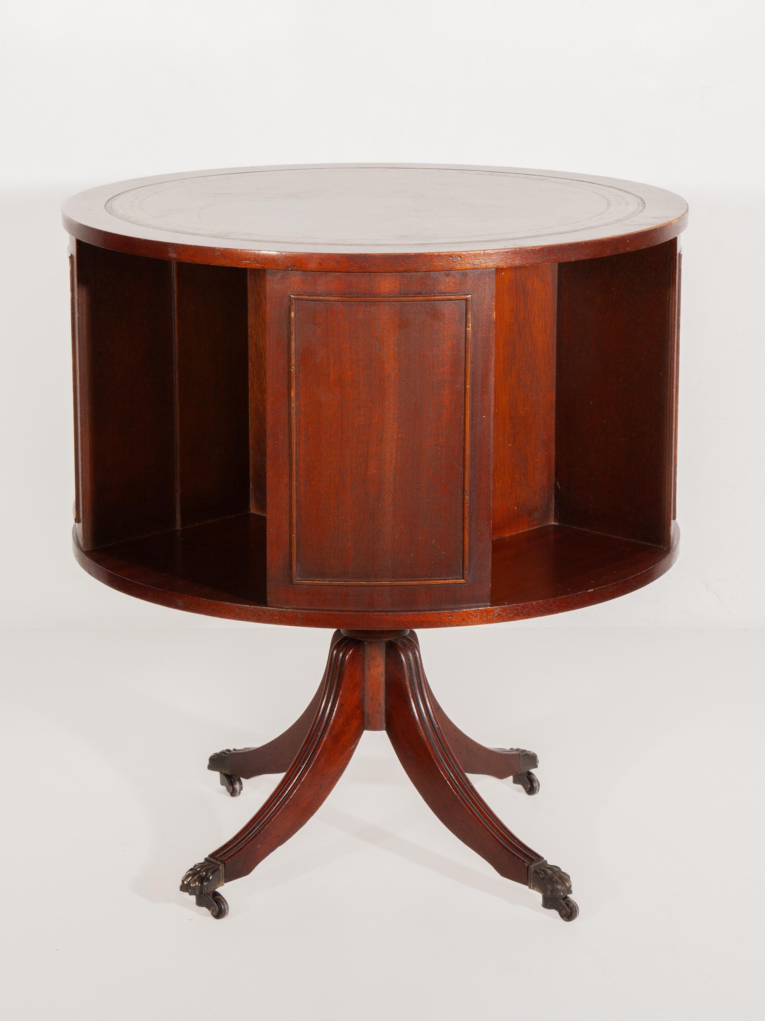 Hand-Crafted Antique English Regency Drum Table, Bar or Book Display For Sale