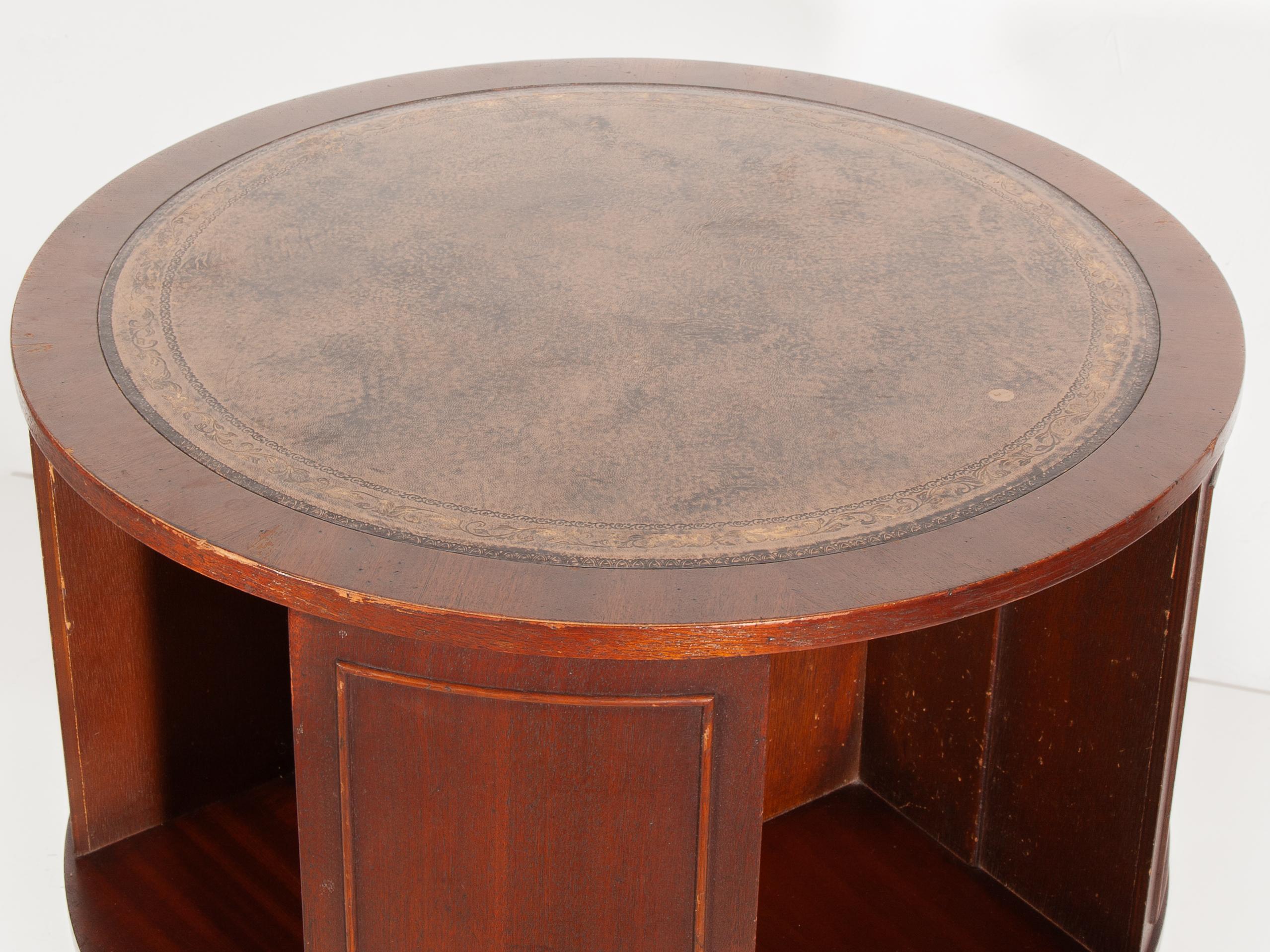 Mid-20th Century Antique English Regency Drum Table, Bar or Book Display For Sale