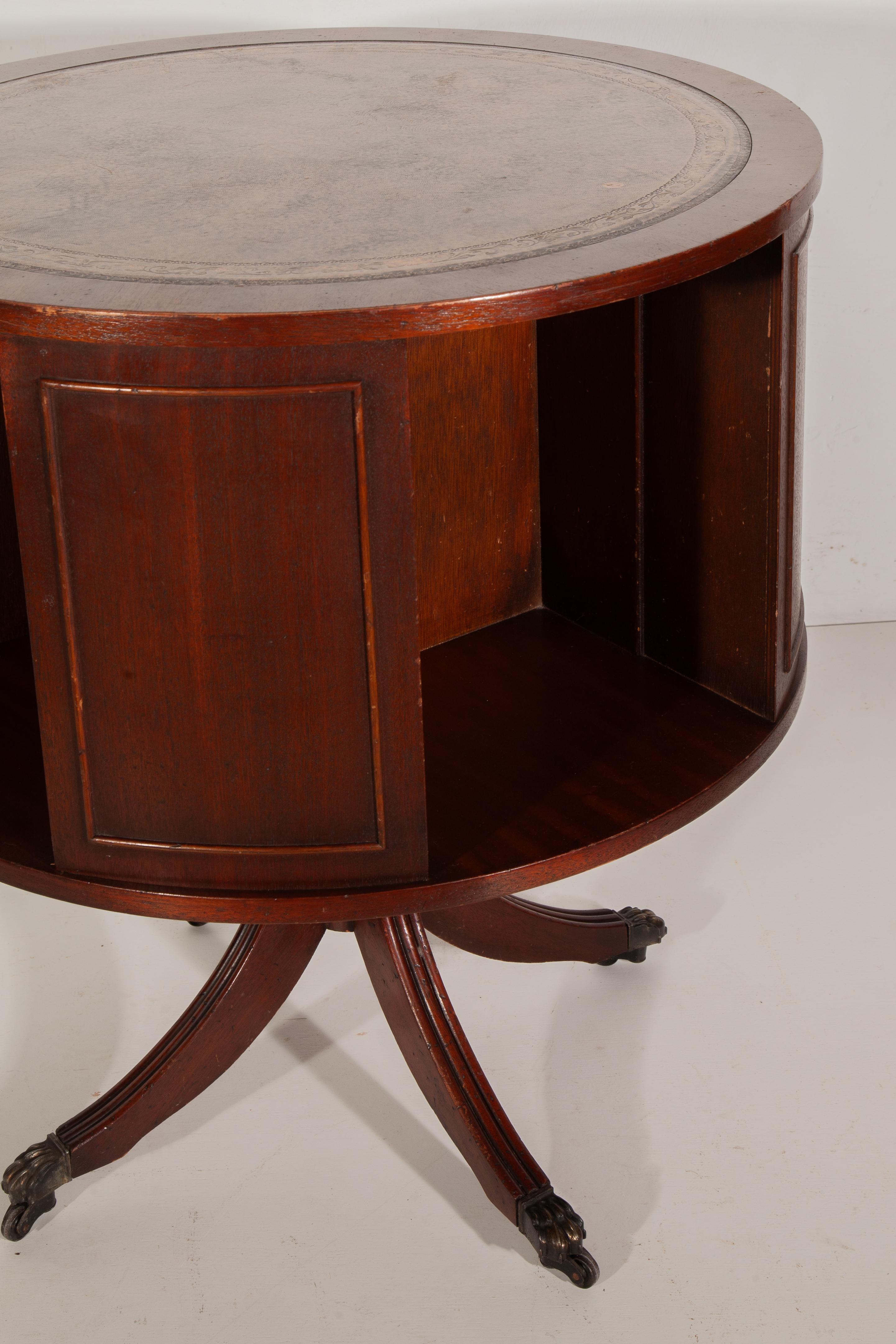 Antique English Regency Drum Table, Bar or Book Display For Sale 2
