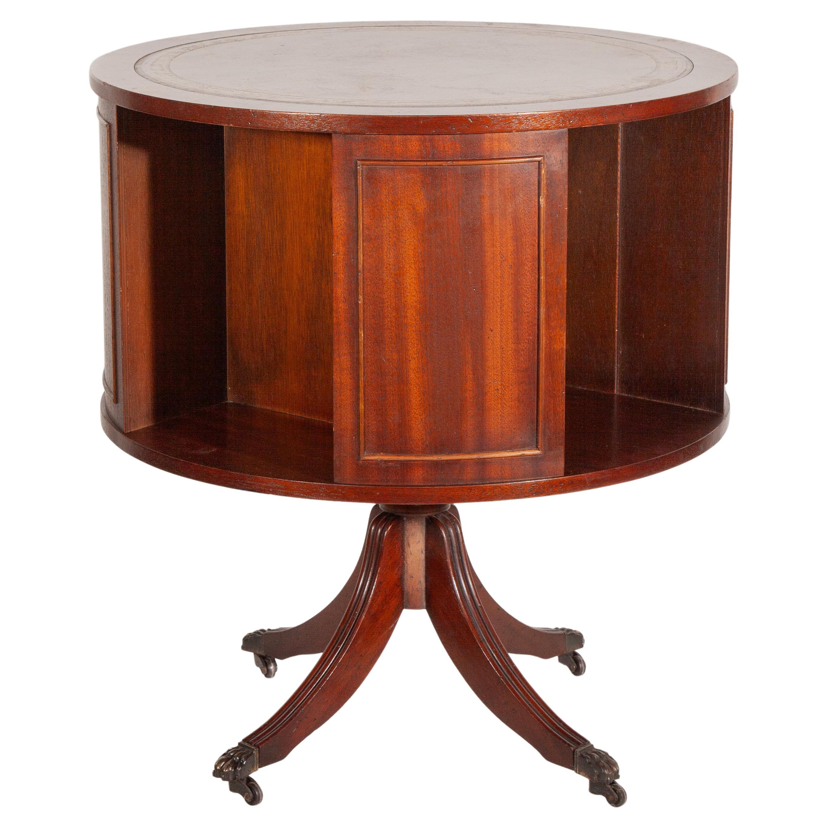 Antique English Regency Drum Table, Bar or Book Display For Sale