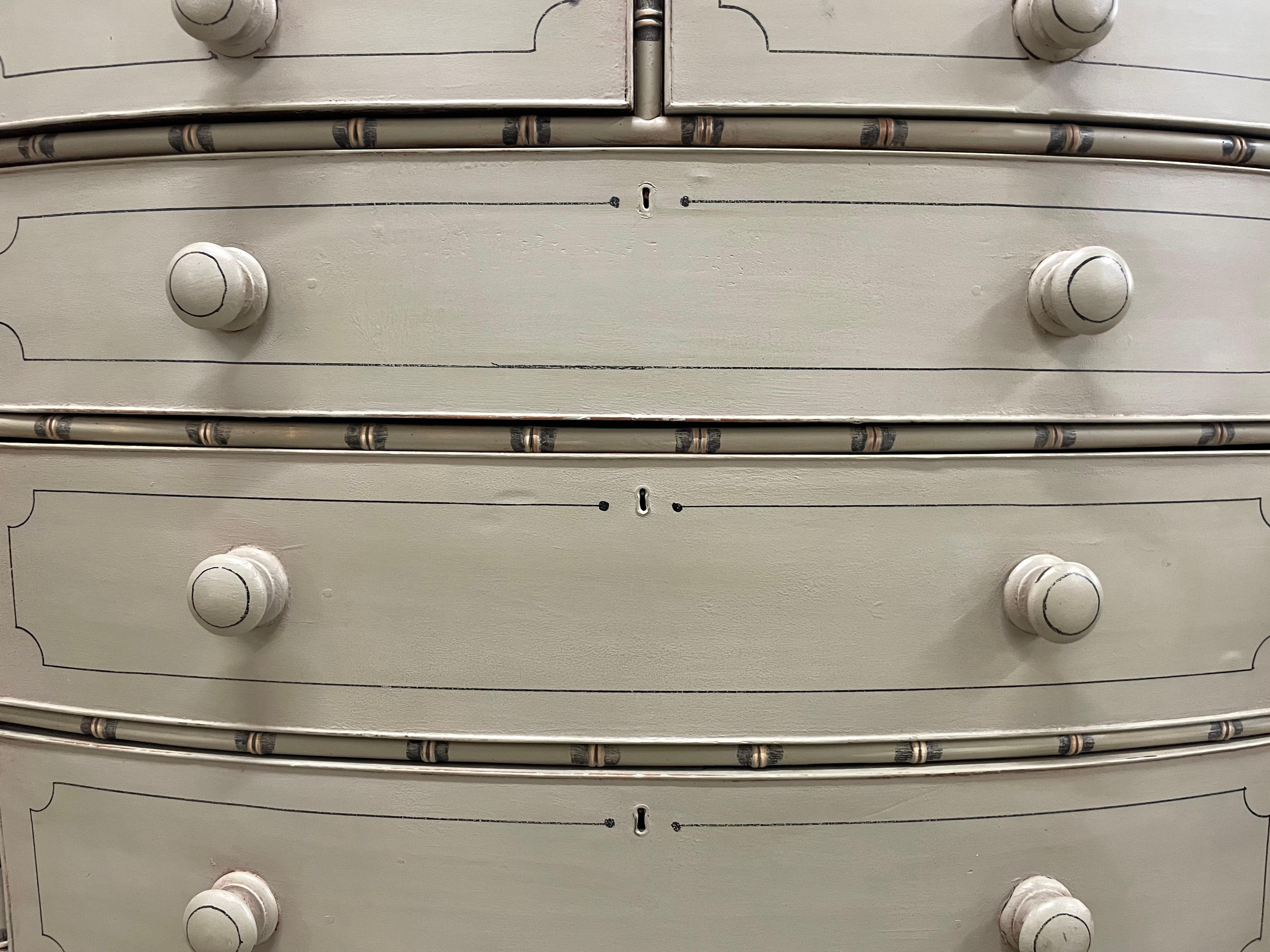 Antique English Regency Faux Bamboo Chest of Drawers For Sale 1