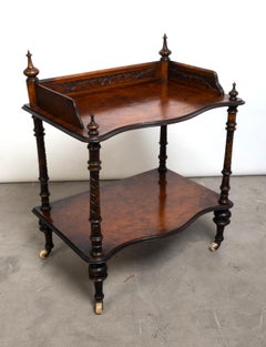 Antique English Regency Figured Walnut Whatnot Etagere Display Stand C.1820