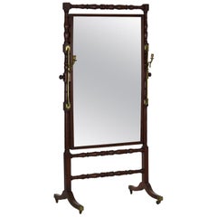 Used English Regency Full Length Cheval Mirror, Early 19th Century