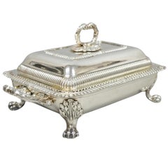 Antique English Regency Georgian Silver Plated Covered Chafing Serving Dish