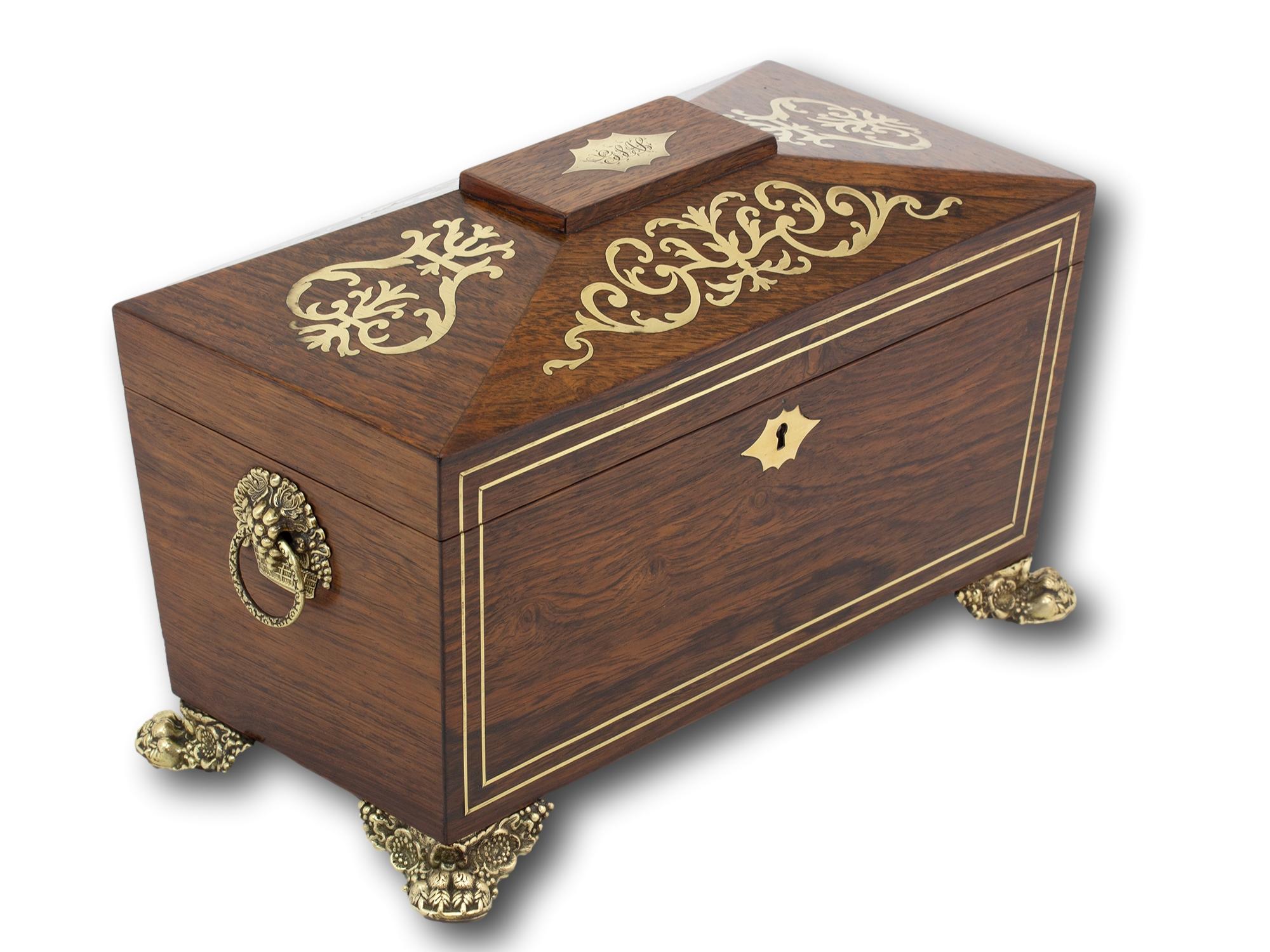 Inlay Antique English Regency Inlaid Tea Caddy