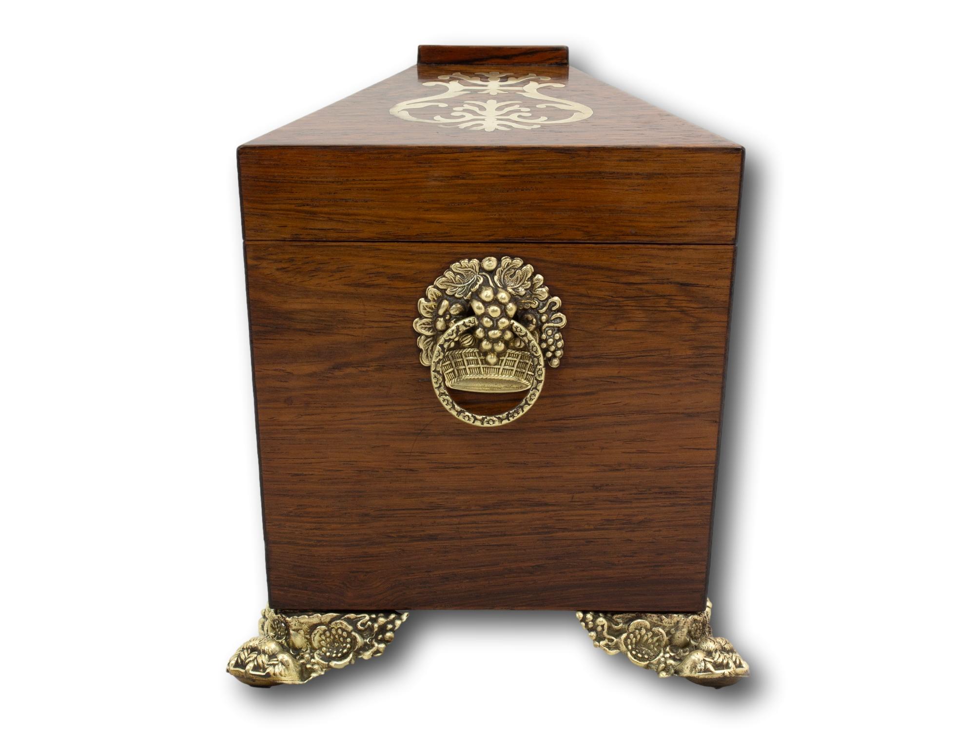 Antique English Regency Inlaid Tea Caddy 2