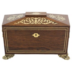 Antique English Regency Inlaid Tea Caddy