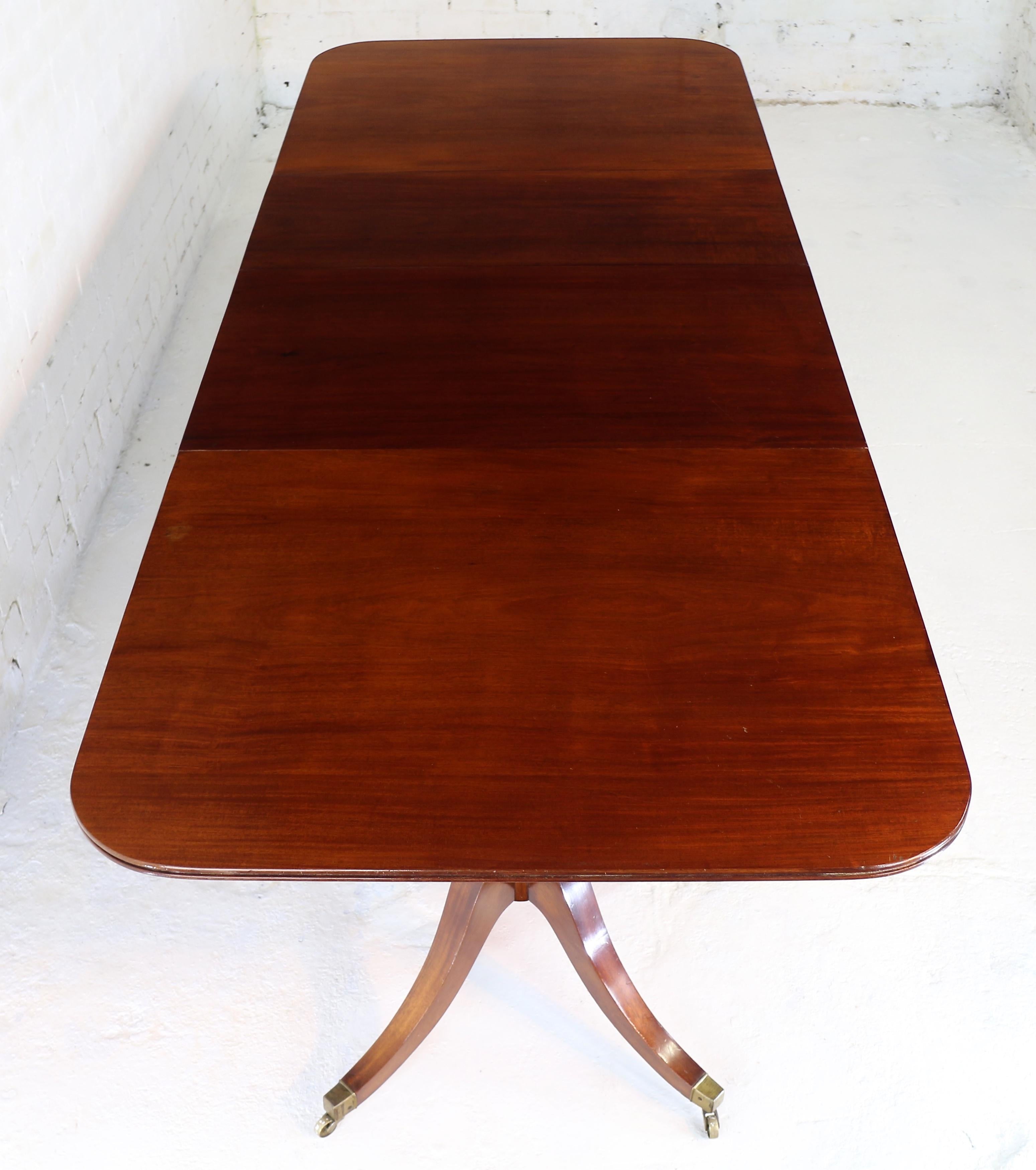 British Antique English Regency & Later Solid Mahogany Extending Two Pillar Dining Table
