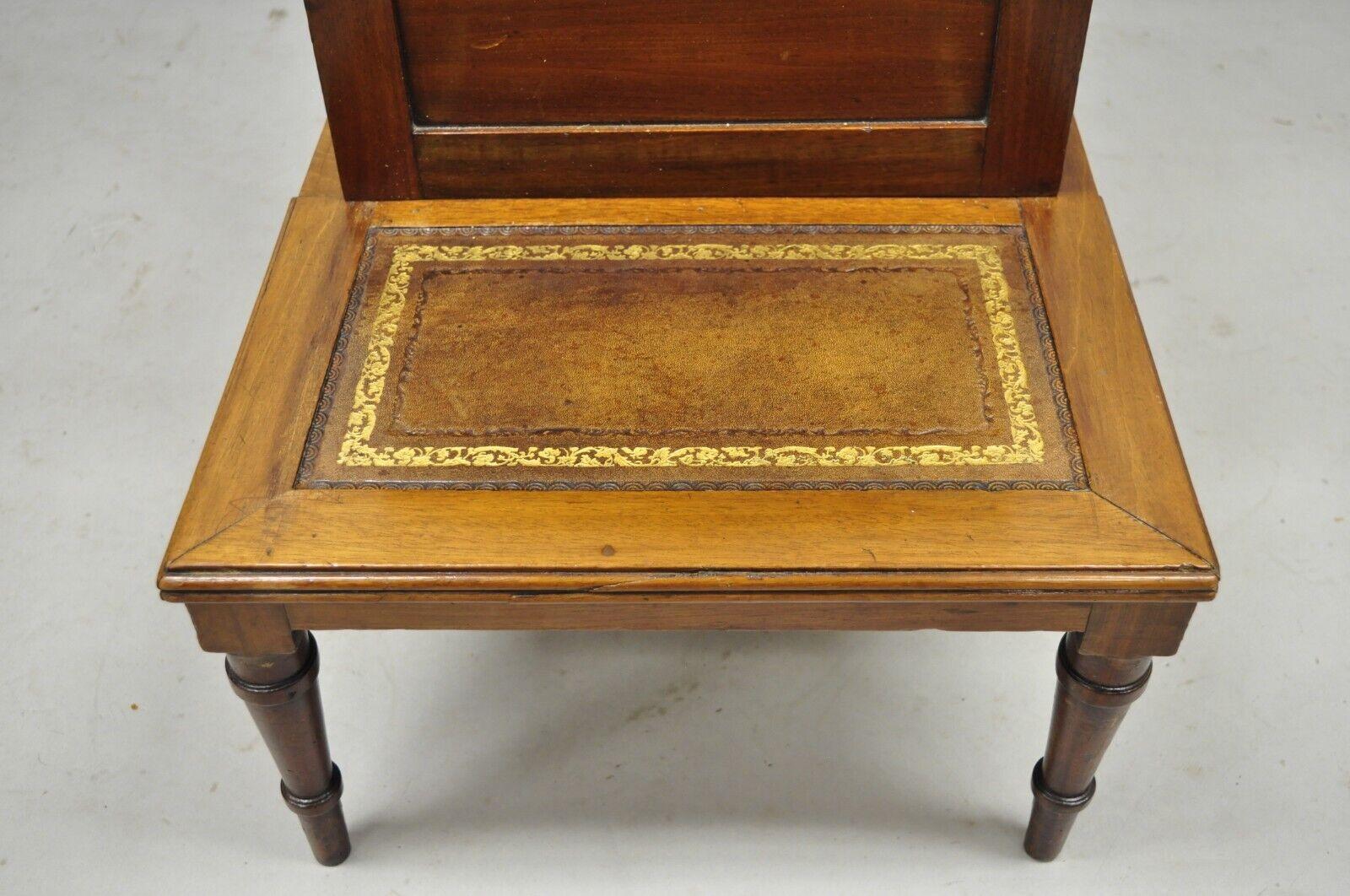 Antique English Regency Leather Top 3 Tier Side Table with Hidden Storage For Sale 8