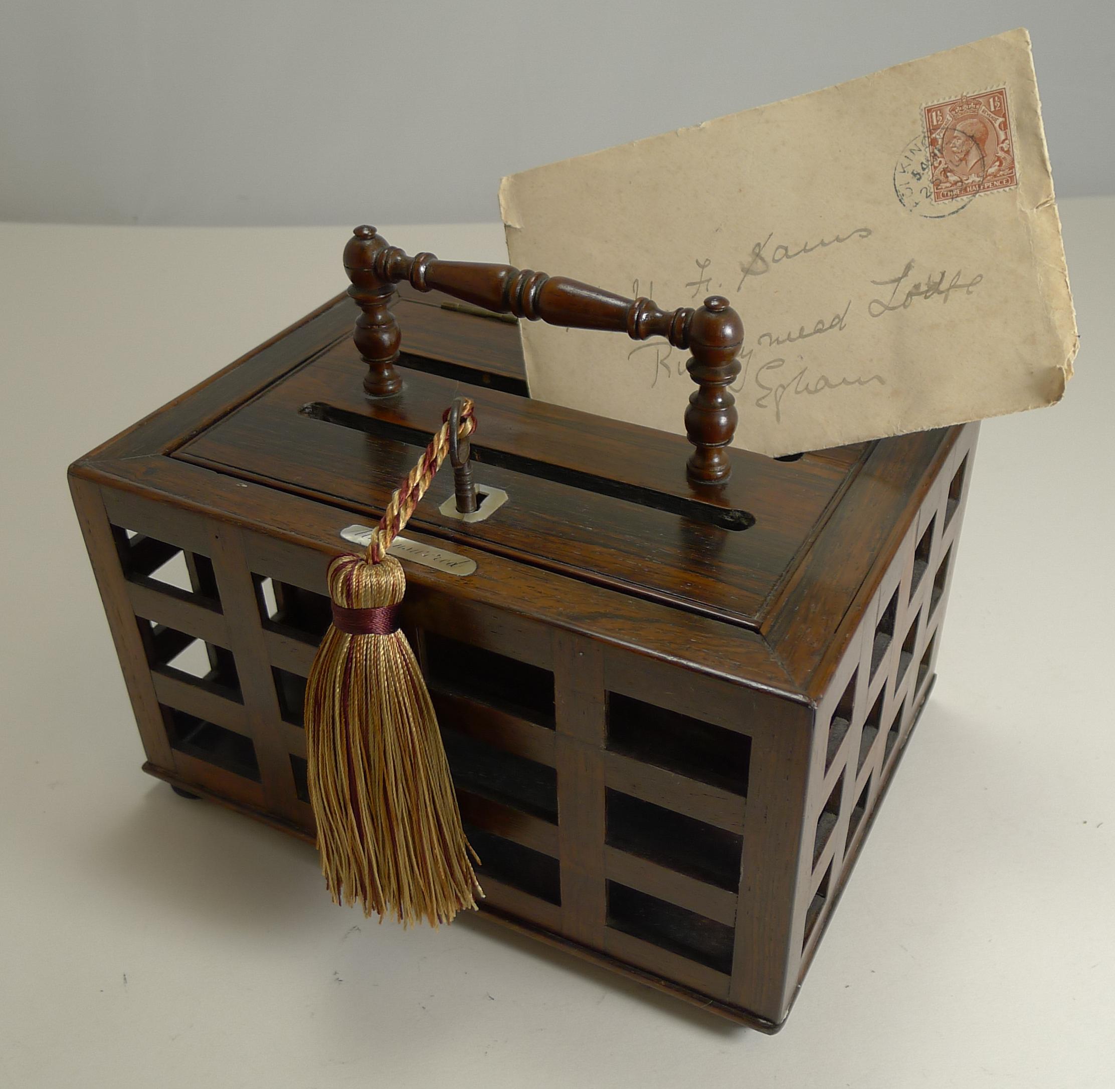 Antique English Regency Letter Box in Rosewood, circa 1820 6