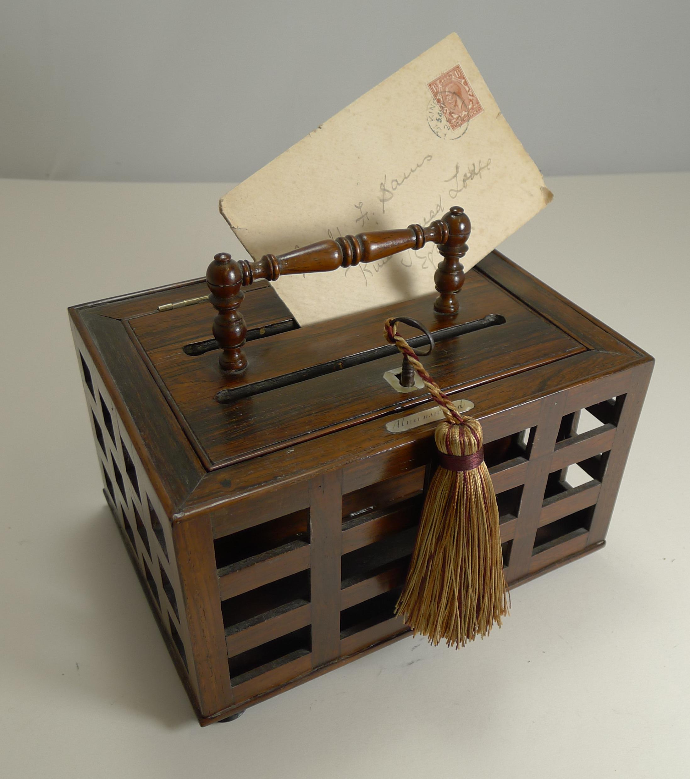 Antique English Regency Letter Box in Rosewood, circa 1820 7