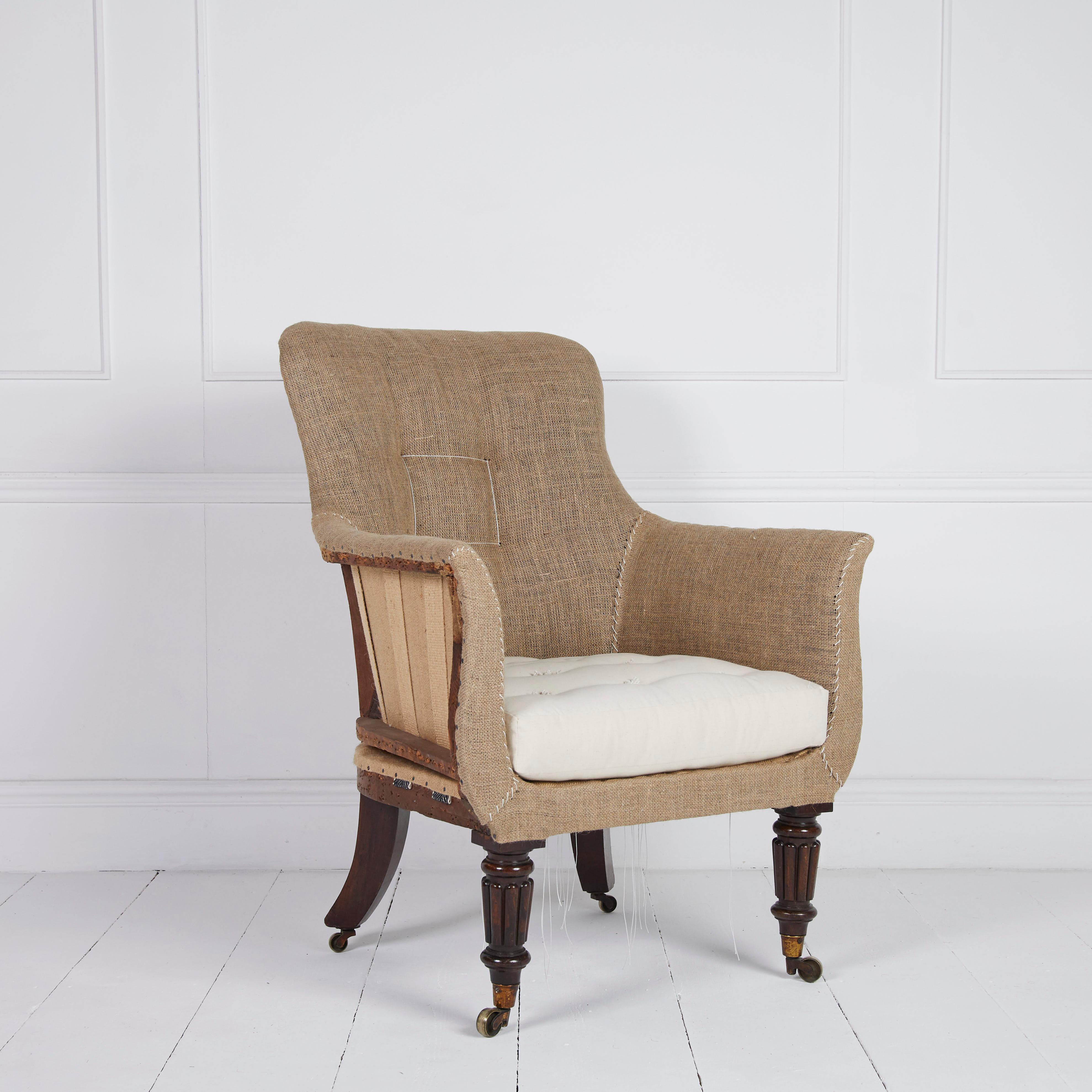 Poli Chaise de bibliothèque Regency anglaise ancienne en vente