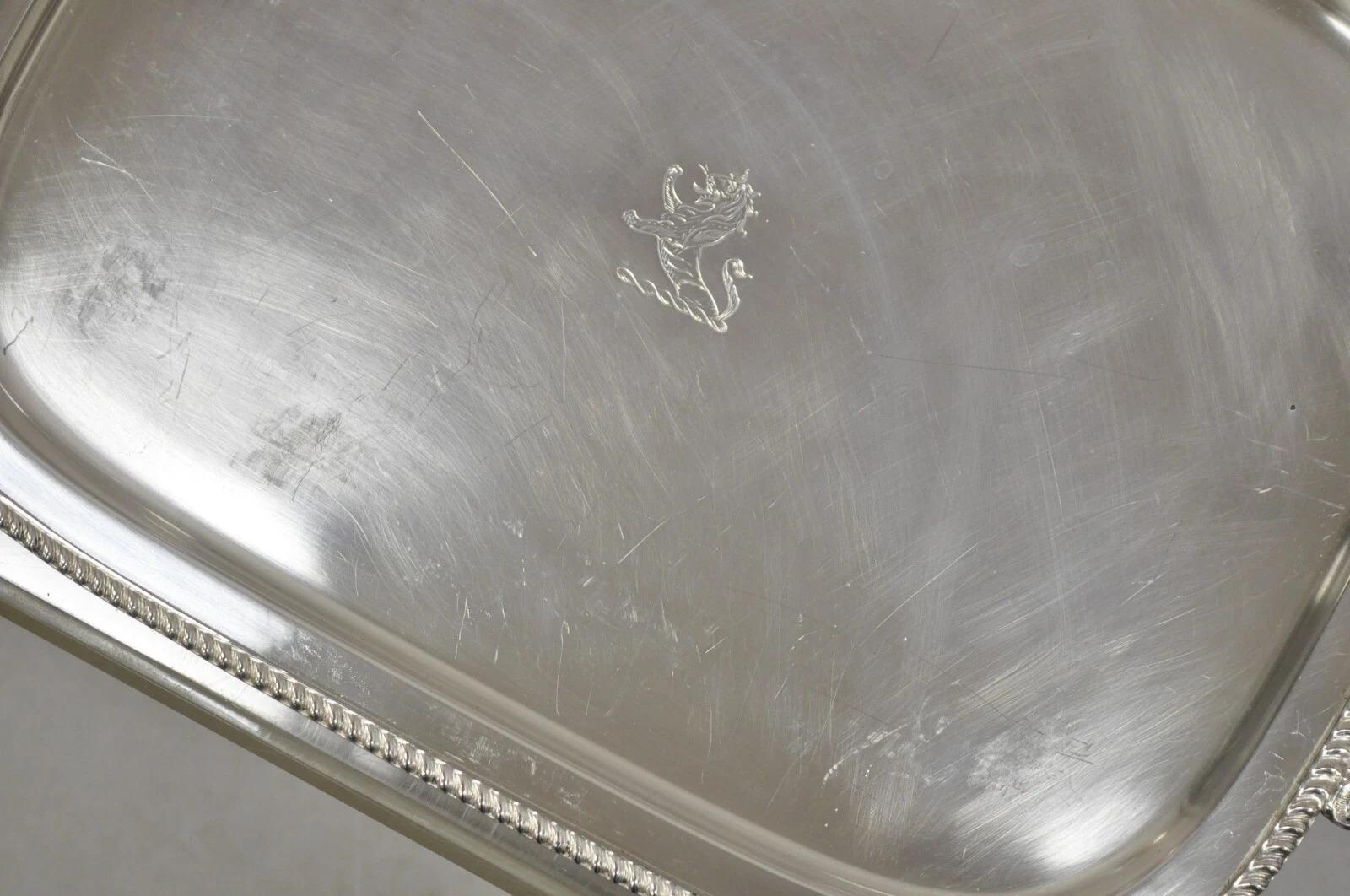 Antiguo León Inglés de la Regencia Grabado Bandeja de plata plateada para servir siglo XX en venta