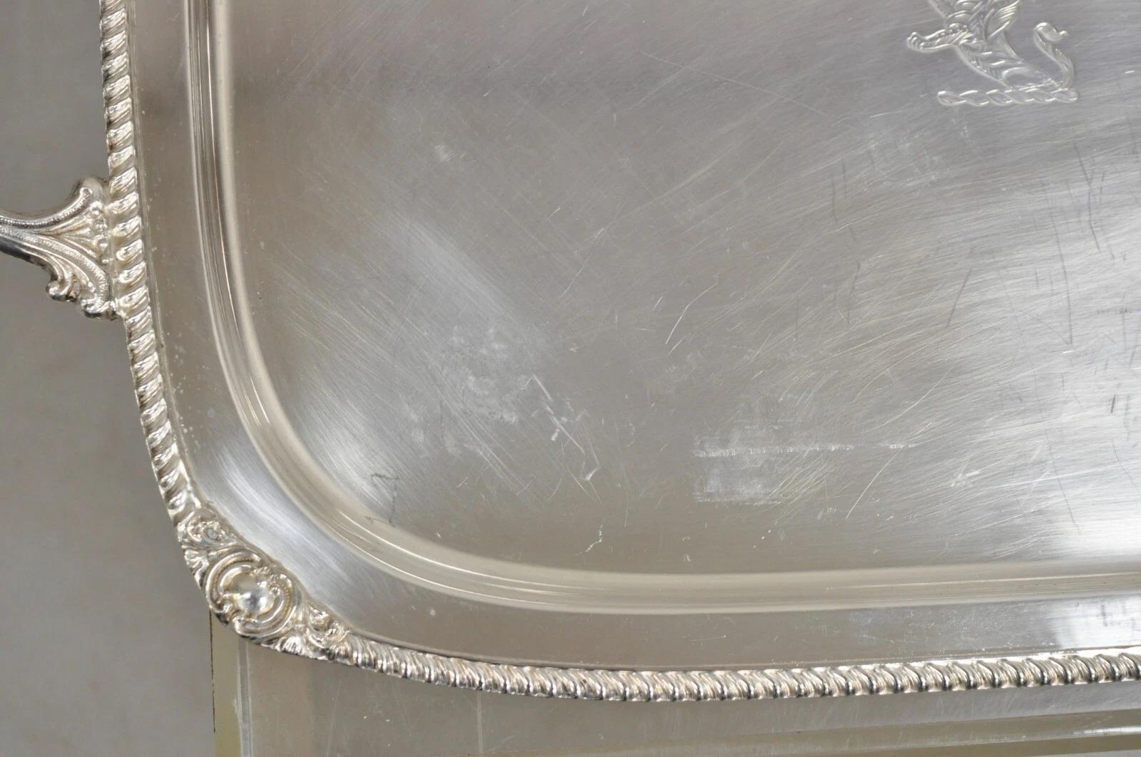 Antiguo León Inglés de la Regencia Grabado Bandeja de plata plateada para servir en venta 1