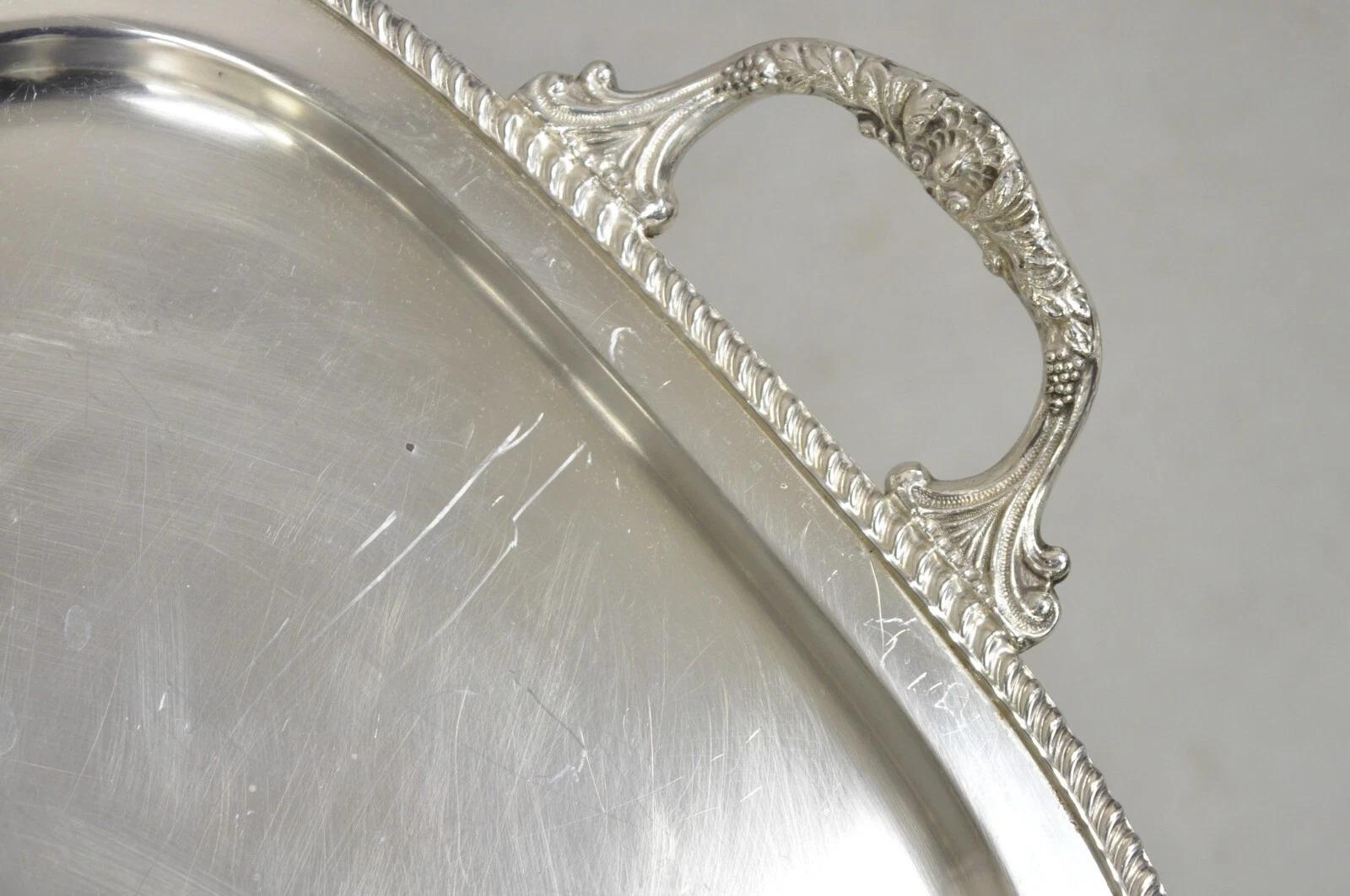 Antiguo León Inglés de la Regencia Grabado Bandeja de plata plateada para servir en venta 2