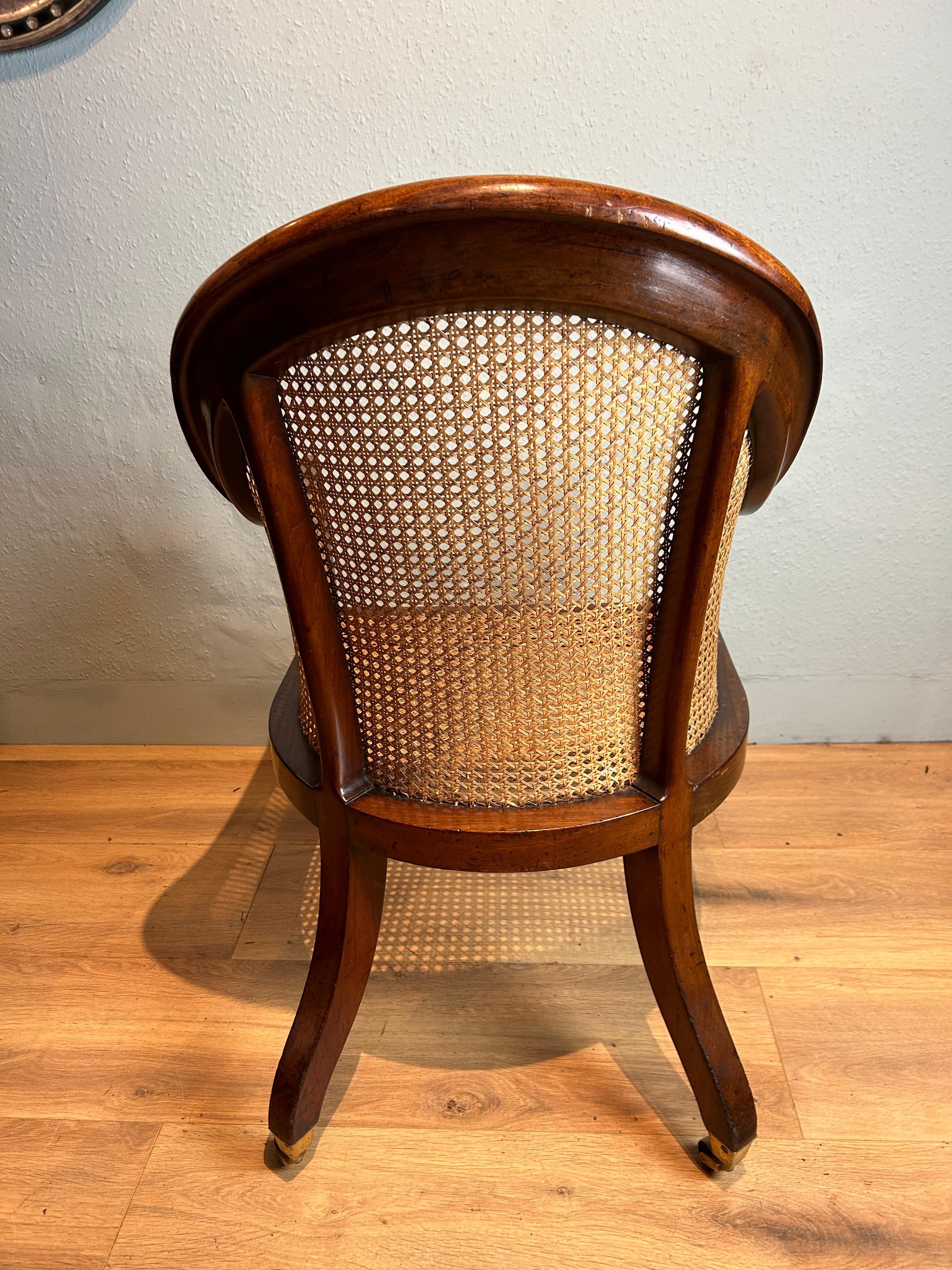Antique English Regency Mahogany Bergere arm chair In Good Condition In Sherborne, GB