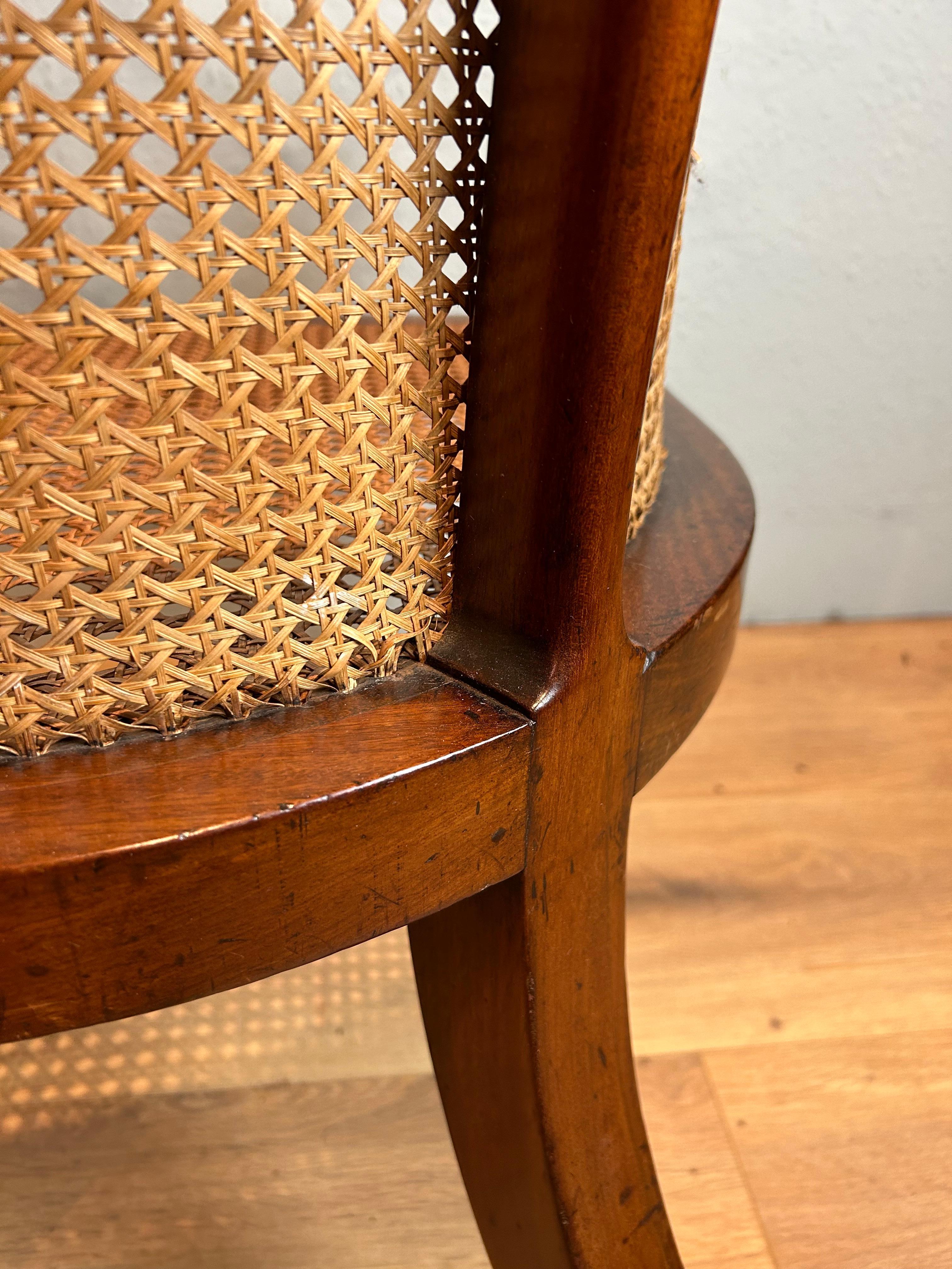 Cane Antique English Regency Mahogany Bergere arm chair