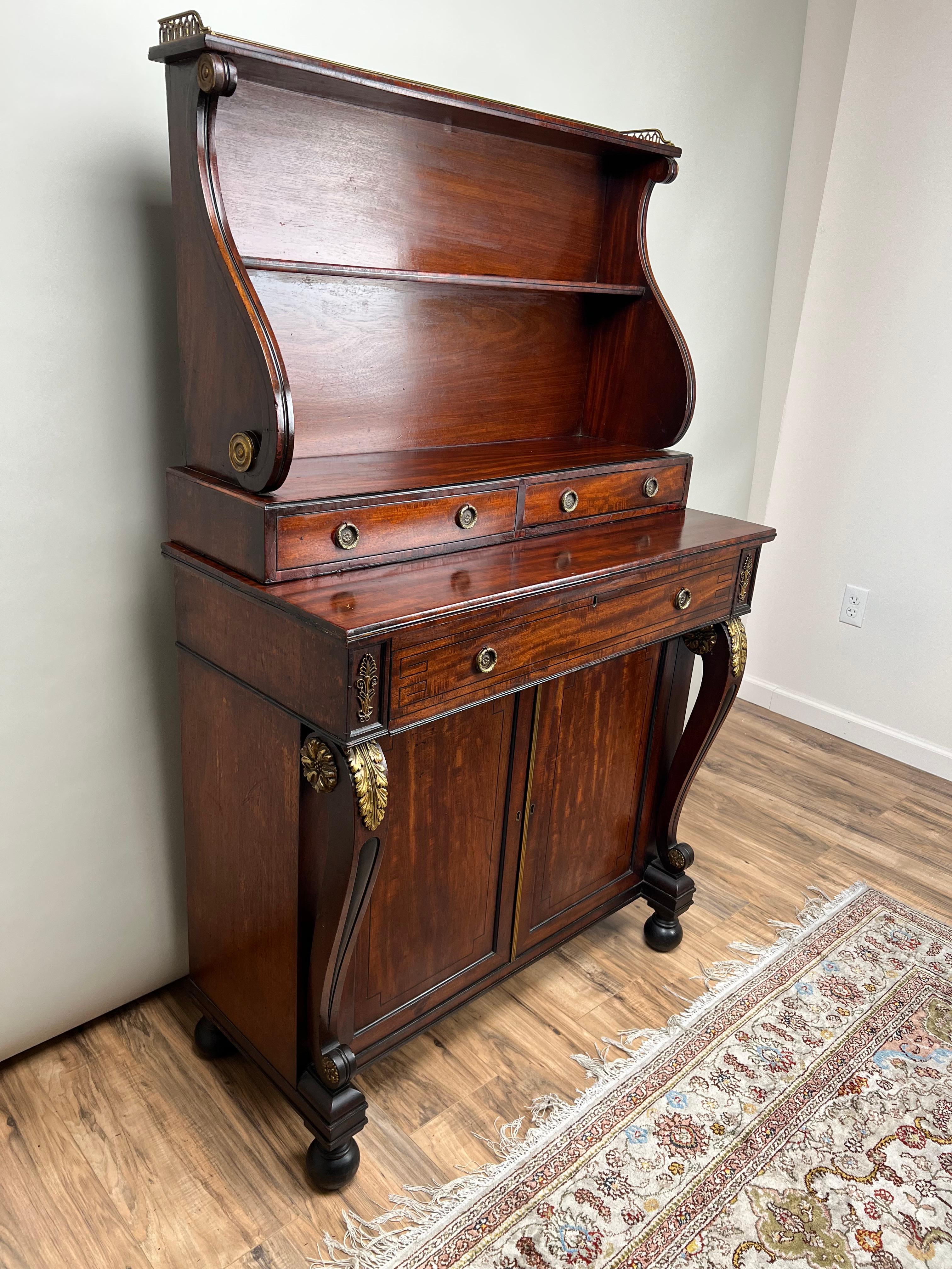 Early 19th Century Antique English Regency Mahogany Butlers Secretary c. 1820 For Sale