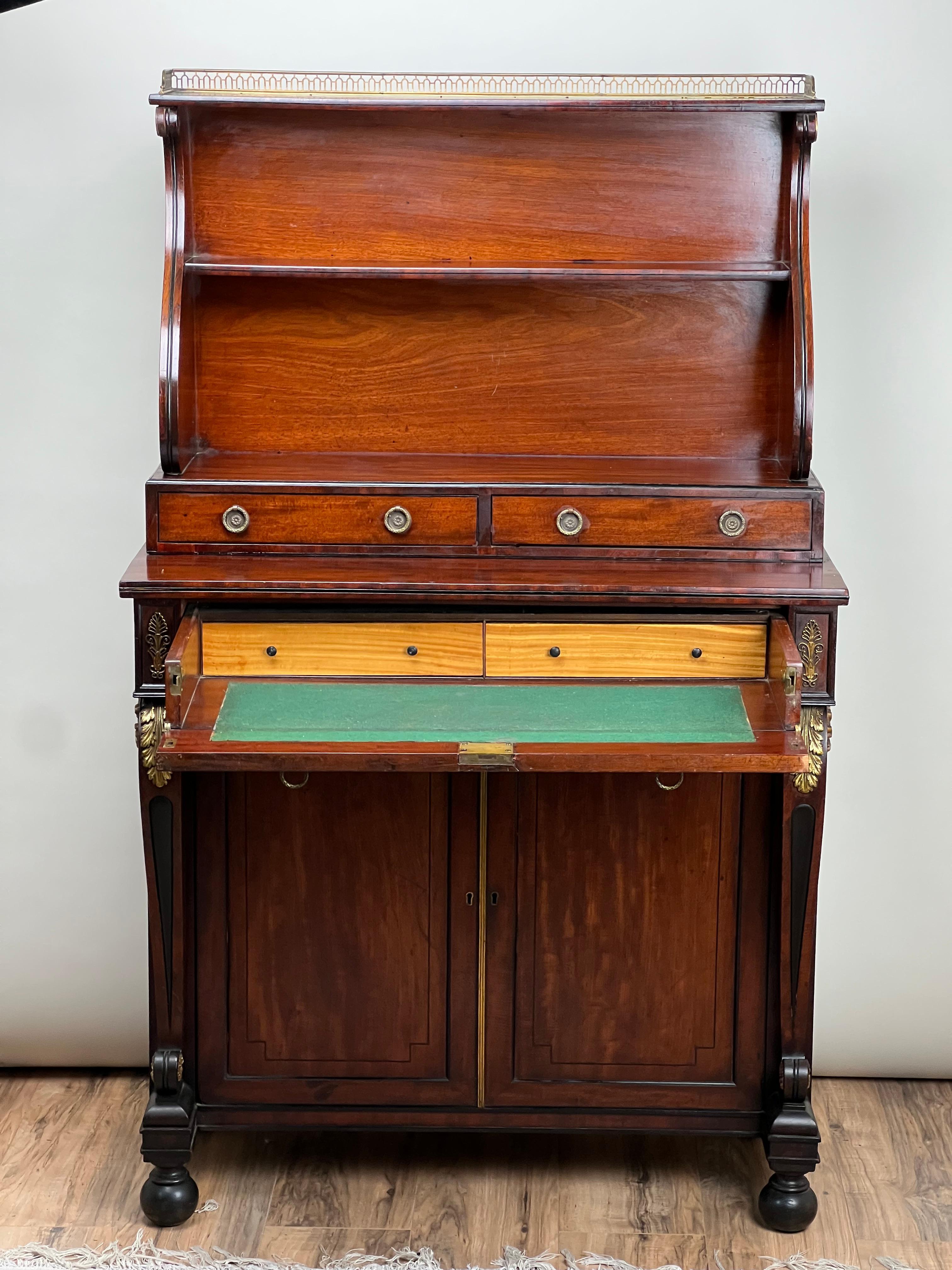 Antique English Regency Mahogany Butlers Secretary c. 1820 For Sale 2