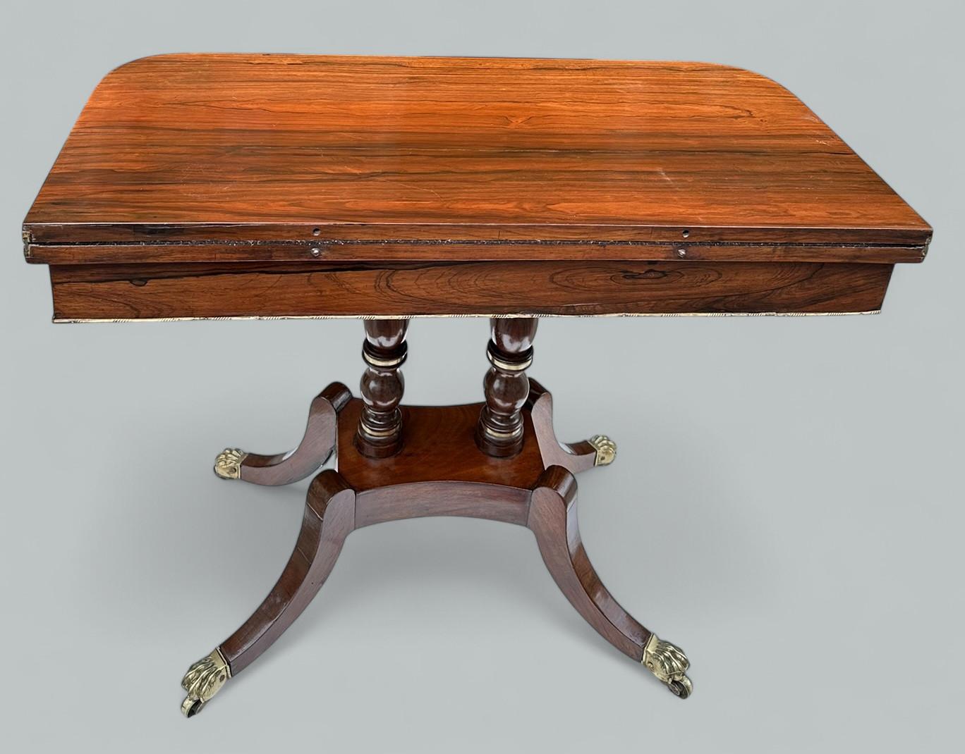 Antique English Regency Mahogany Fold-Over Games Card Tea Side Table 19Ct im Angebot 3