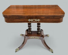 Antique English Regency Mahogany Fold-Over Games Card Tea Side Table 19Ct