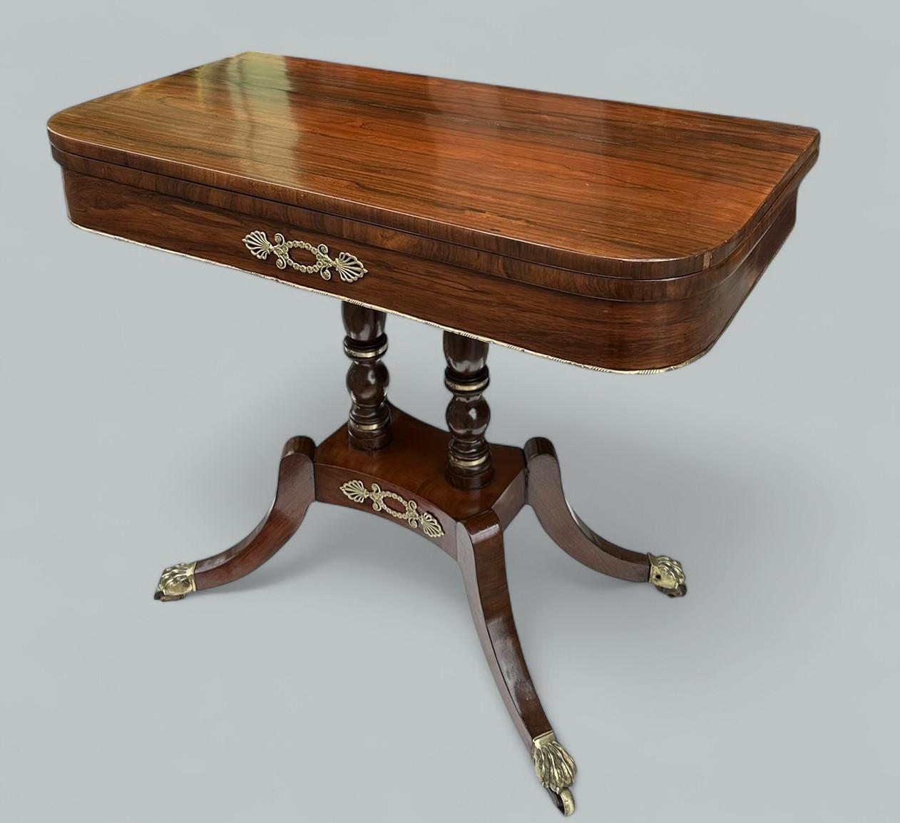Antique English Regency Mahogany Fold-Over Games Card Tea Side Table 19Ct (Britisch) im Angebot
