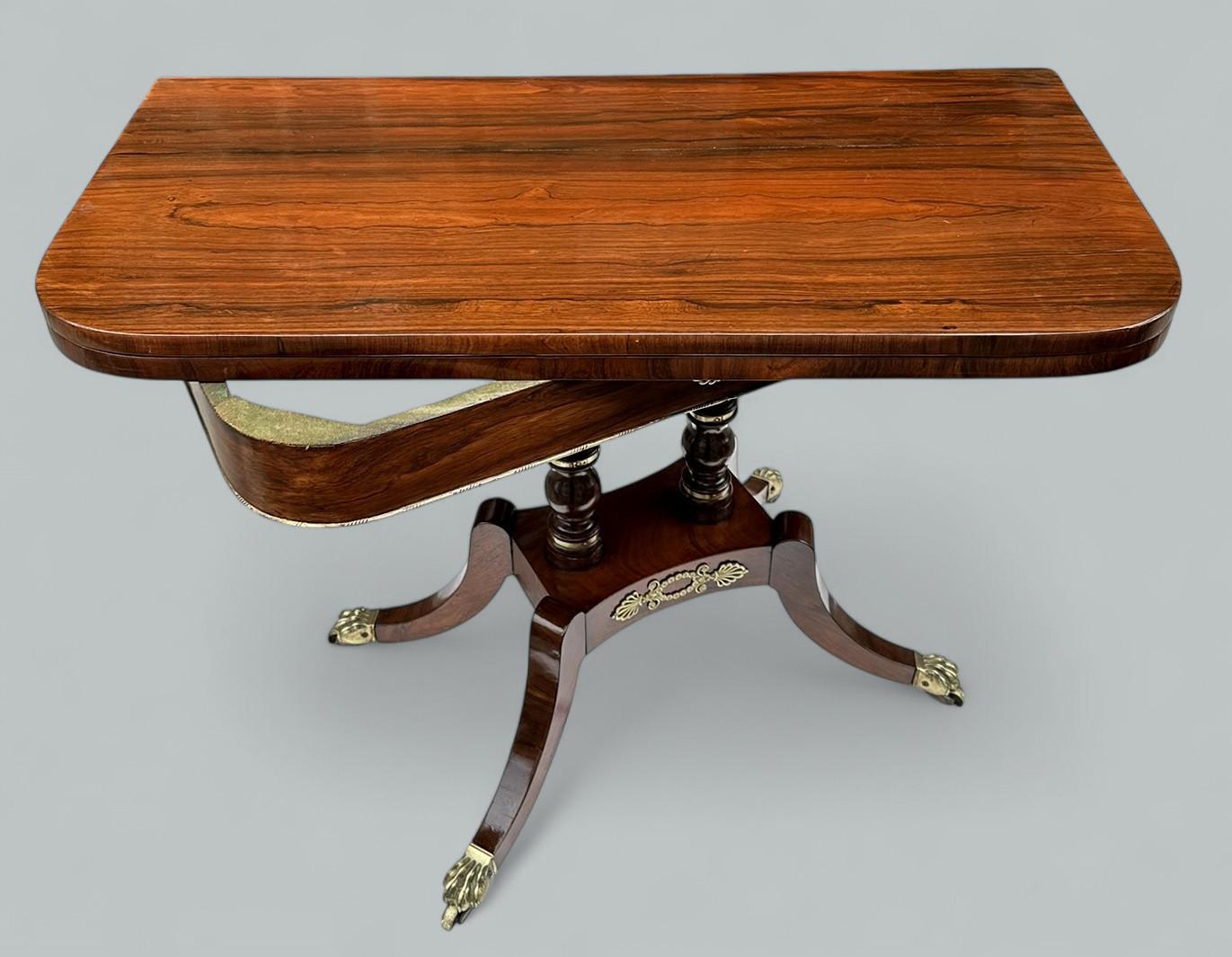 Antique English Regency Mahogany Fold-Over Games Card Tea Side Table 19Ct (Mahagoni) im Angebot