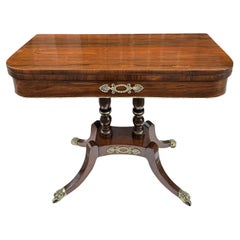 Antique English Regency Mahogany Fold-Over Games Card Tea Side Table 19Ct