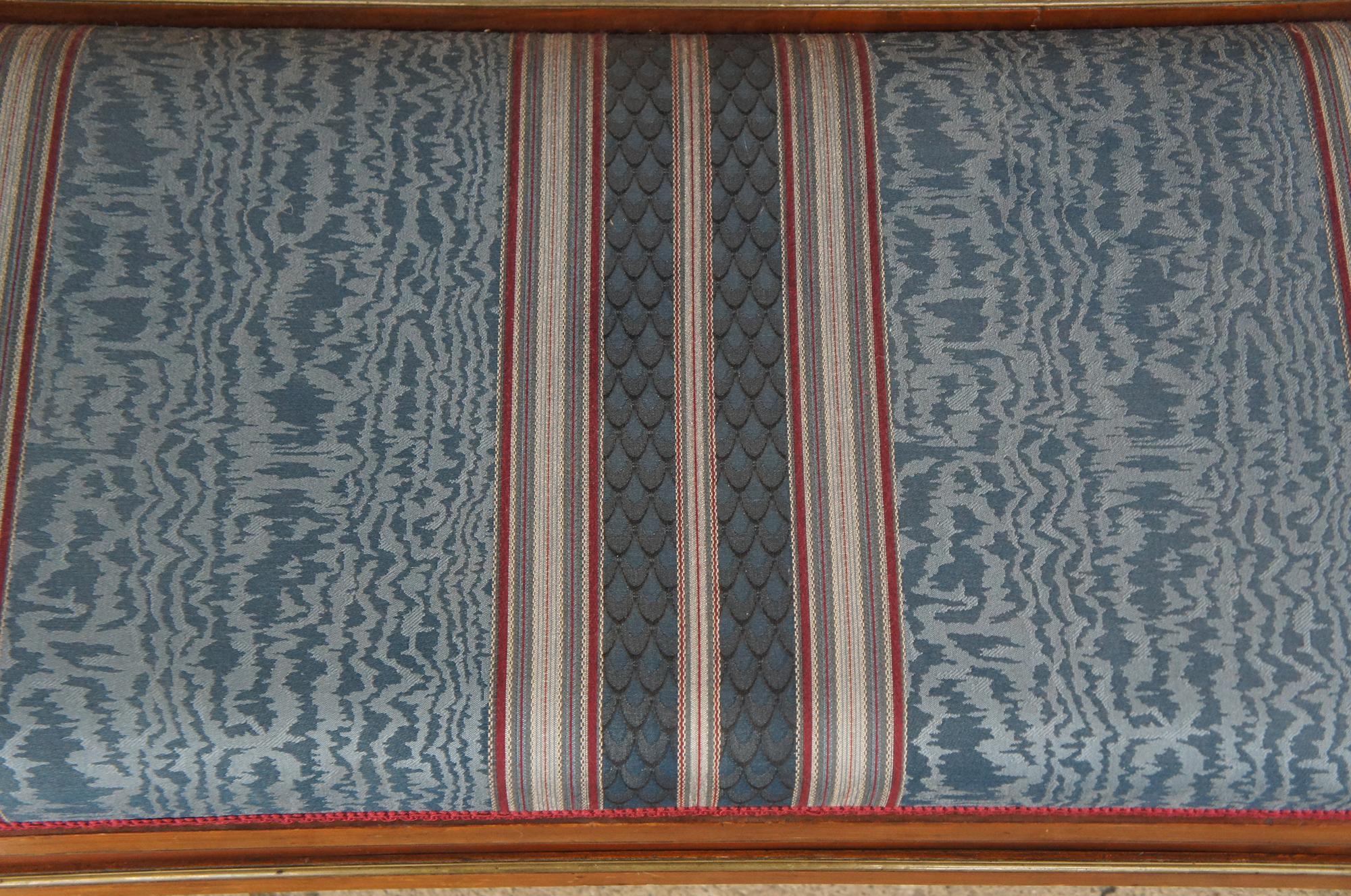 Fabric Antique English Regency Mahogany Folding Bench Loveseat Sleeper Sofa Campaign For Sale