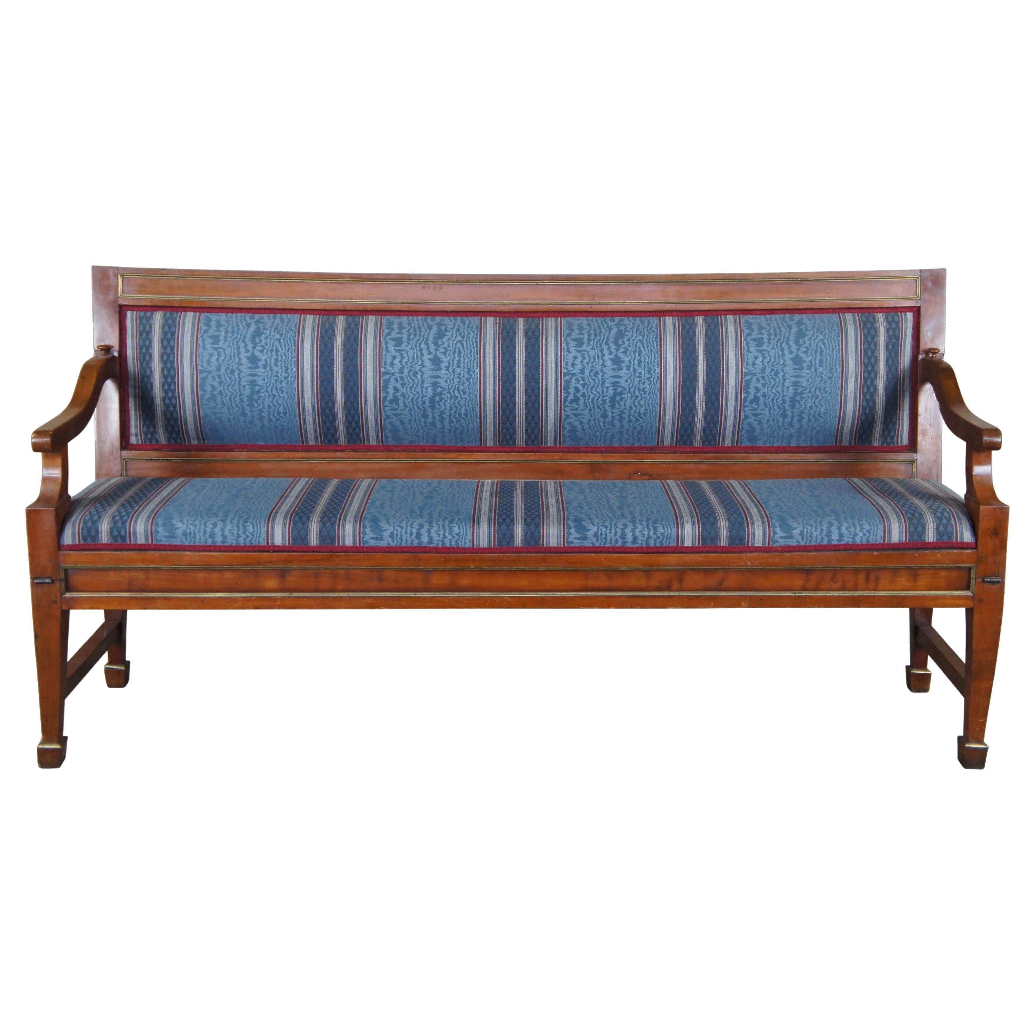 Antique English Regency Mahogany Folding Bench Loveseat Sleeper Sofa Campaigner