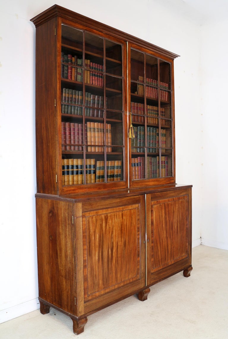 Antique English Regency Mahogany Glazed Bookcase Cabinet For Sale at  1stDibs | regency bookcase