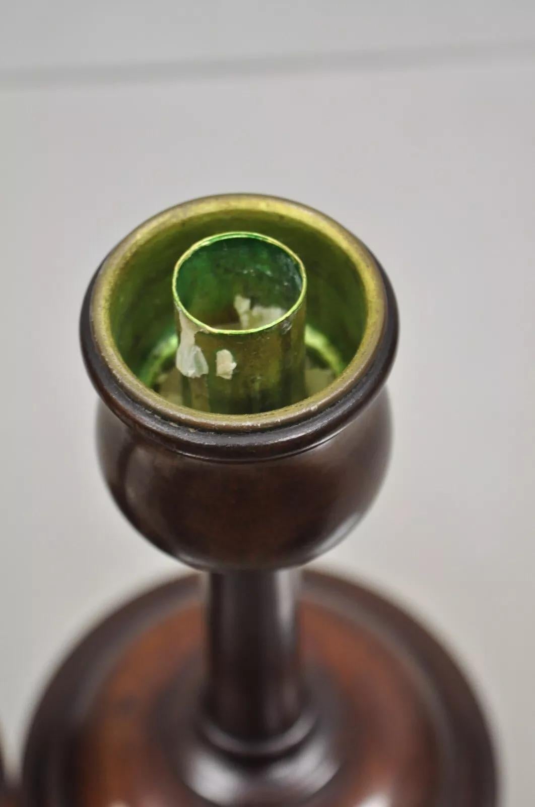 Antique English Regency Mahogany Hurricane Glass Shade Candle Holders - a Pair For Sale 5