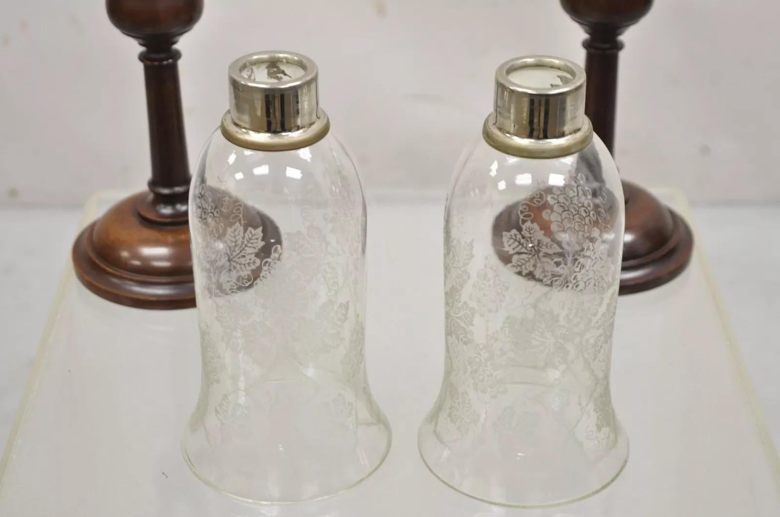 Antique English Regency Mahogany Hurricane Glass Shade Candle Holders - a Pair For Sale 3