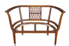 Antique English Regency Mahogany Inlaid Barrel Back Parlor Suite Settee Chairs