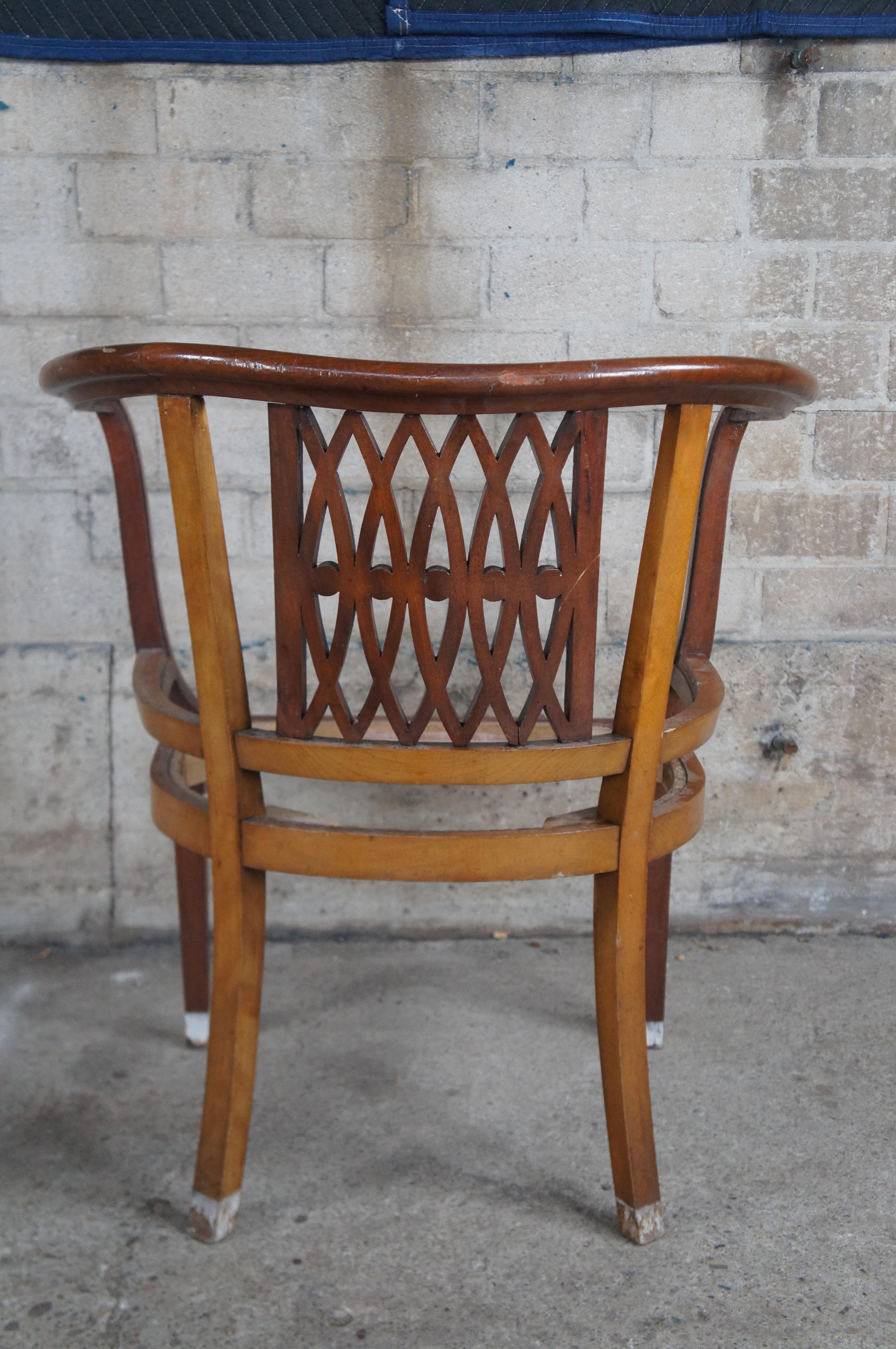 Antike englische Regency-Parlor-Suite-Sessel aus Mahagoni mit Intarsien und Fassrückenlehne im Angebot 4