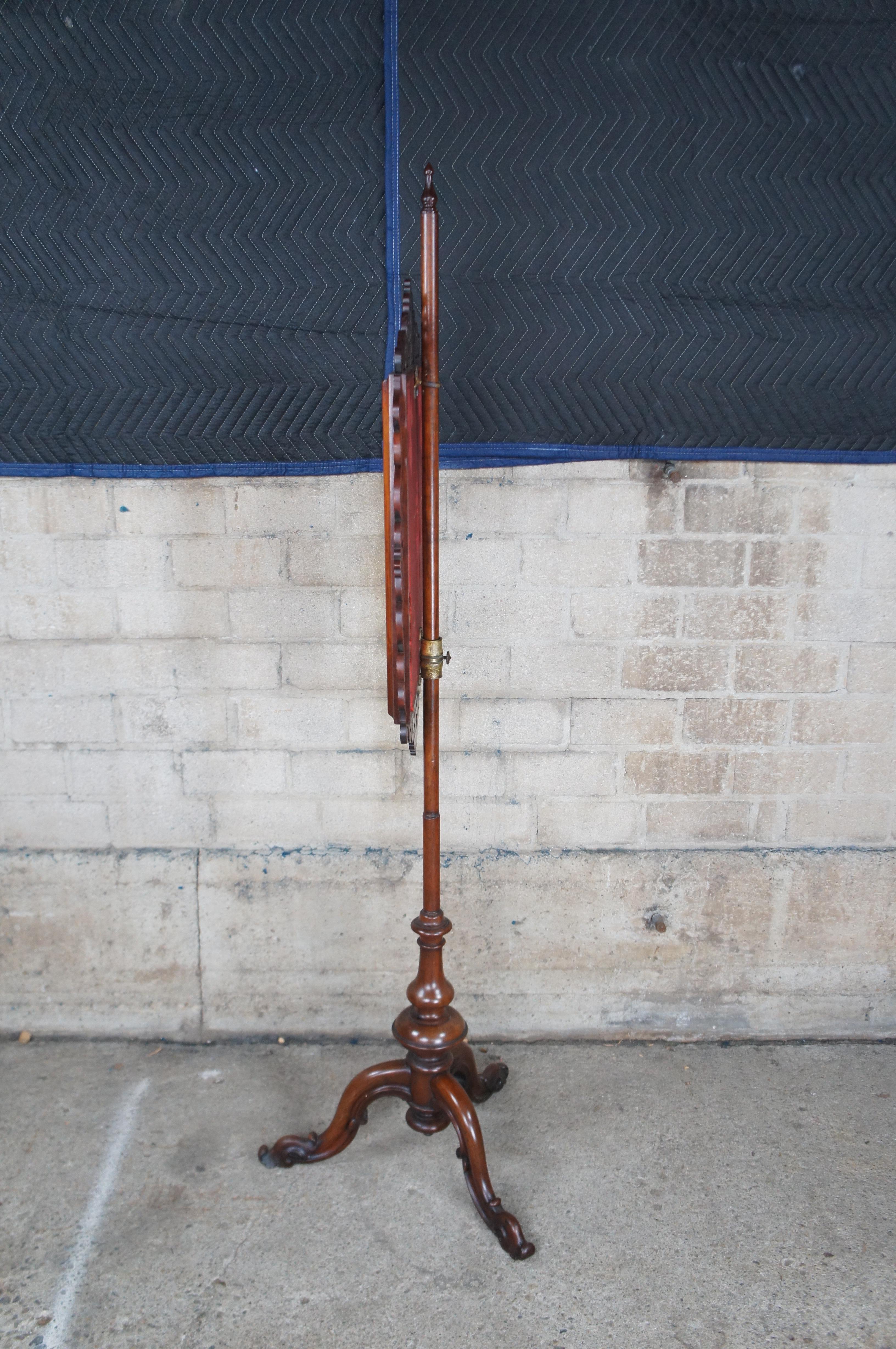 Antique English Regency Mahogany Pole Screen Fire Hearthware Tapestry Stand 66