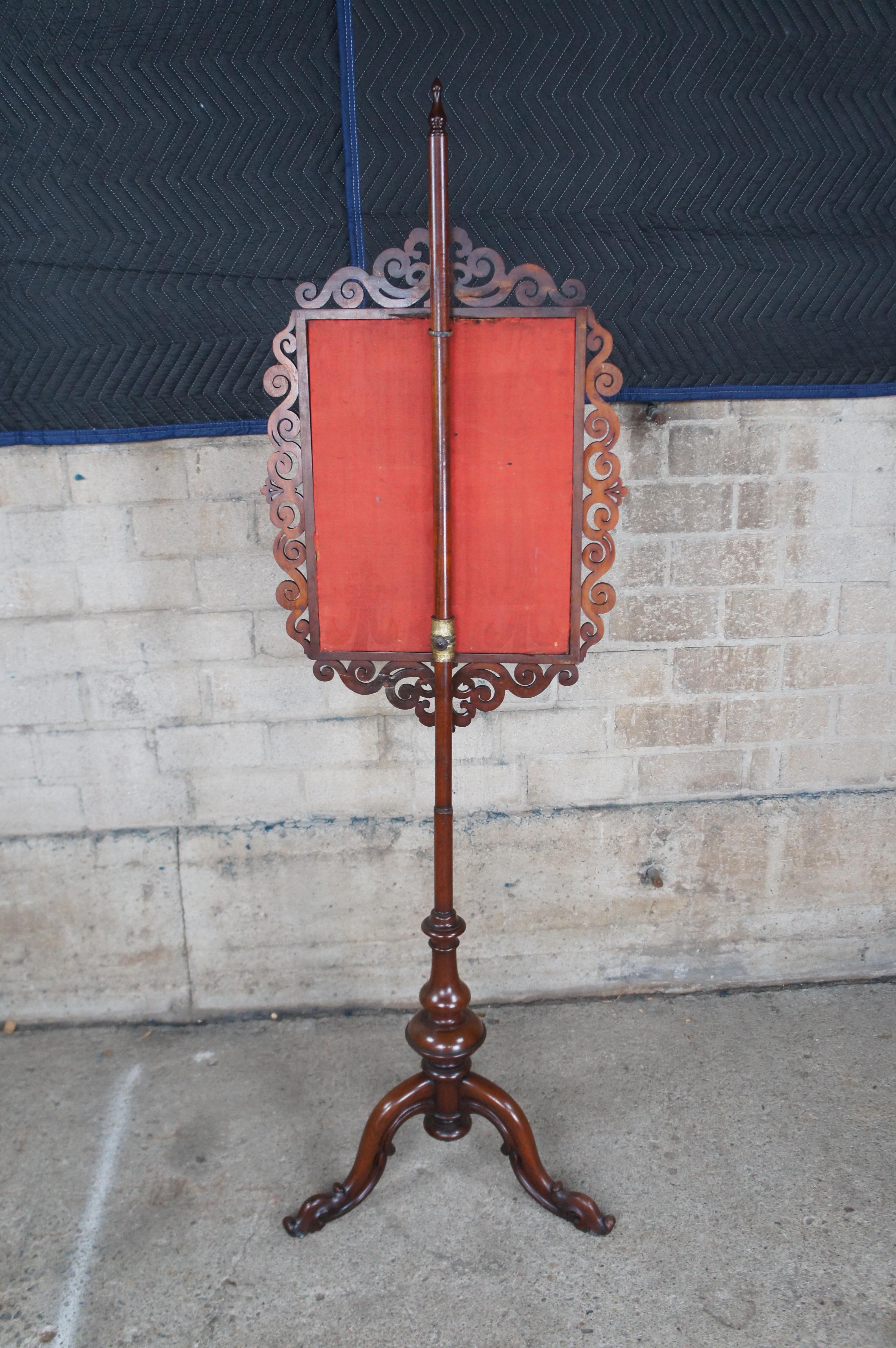 Antique English Regency Mahogany Pole Screen Fire Hearthware Tapestry Stand 66