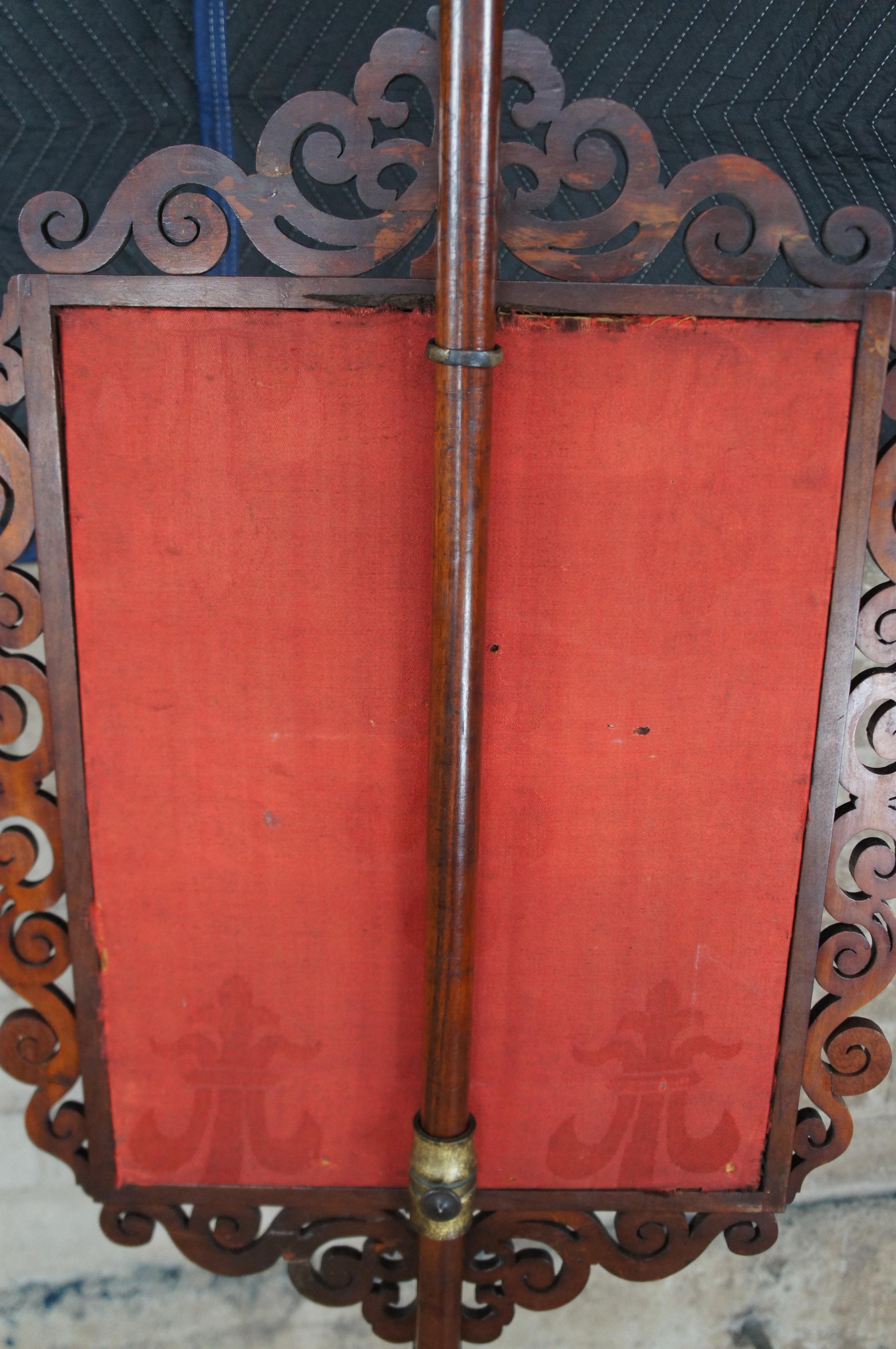 Antique English Regency Mahogany Pole Screen Fire Hearthware Tapestry Stand 66