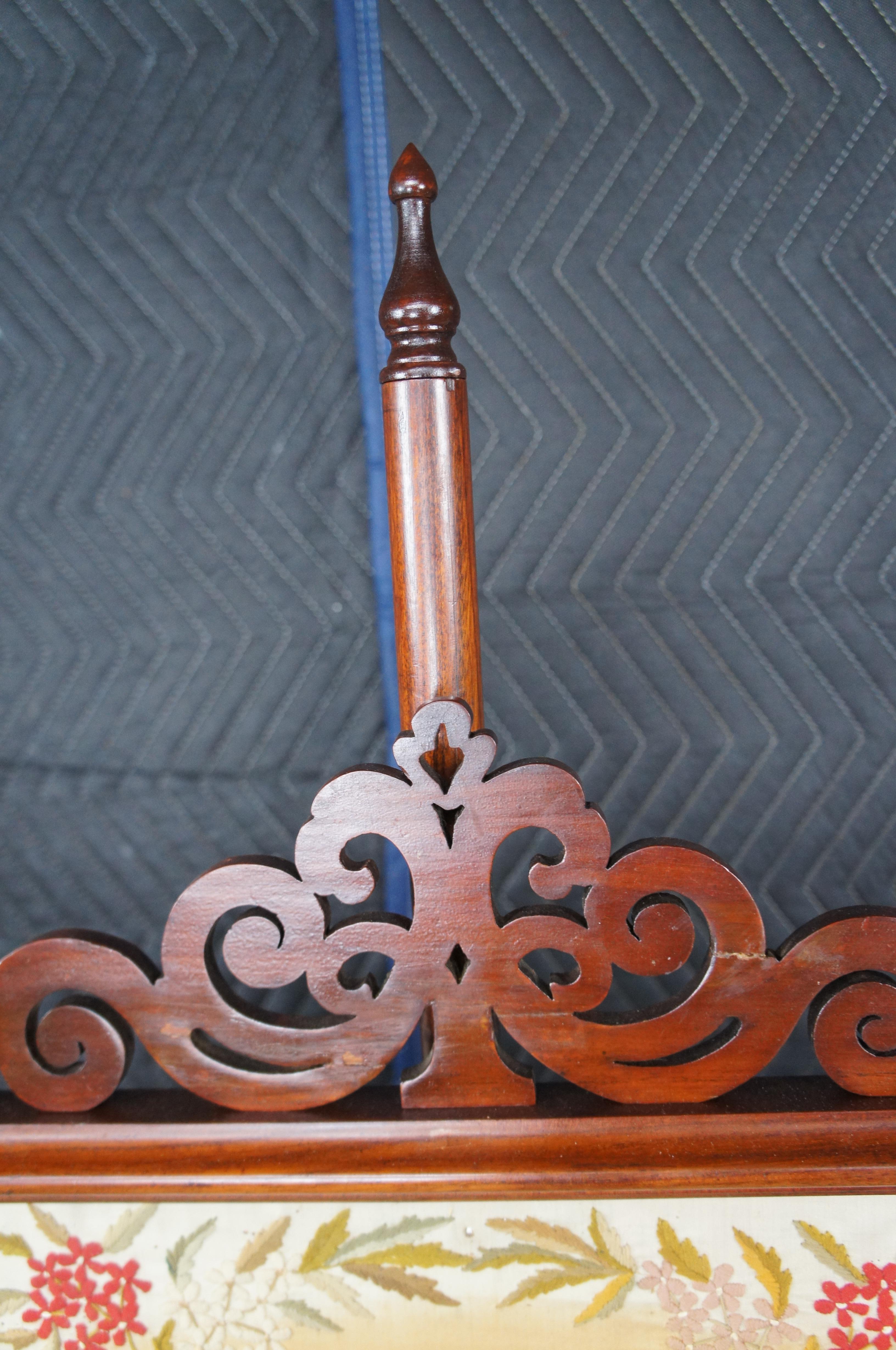 Antique English Regency Mahogany Pole Screen Fire Hearthware Tapestry Stand 66