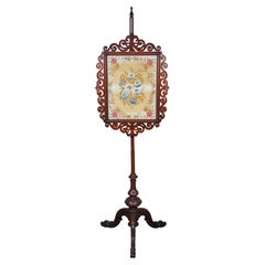 Antiguo soporte para tapices de caoba de la Regencia inglesa para chimeneas 66