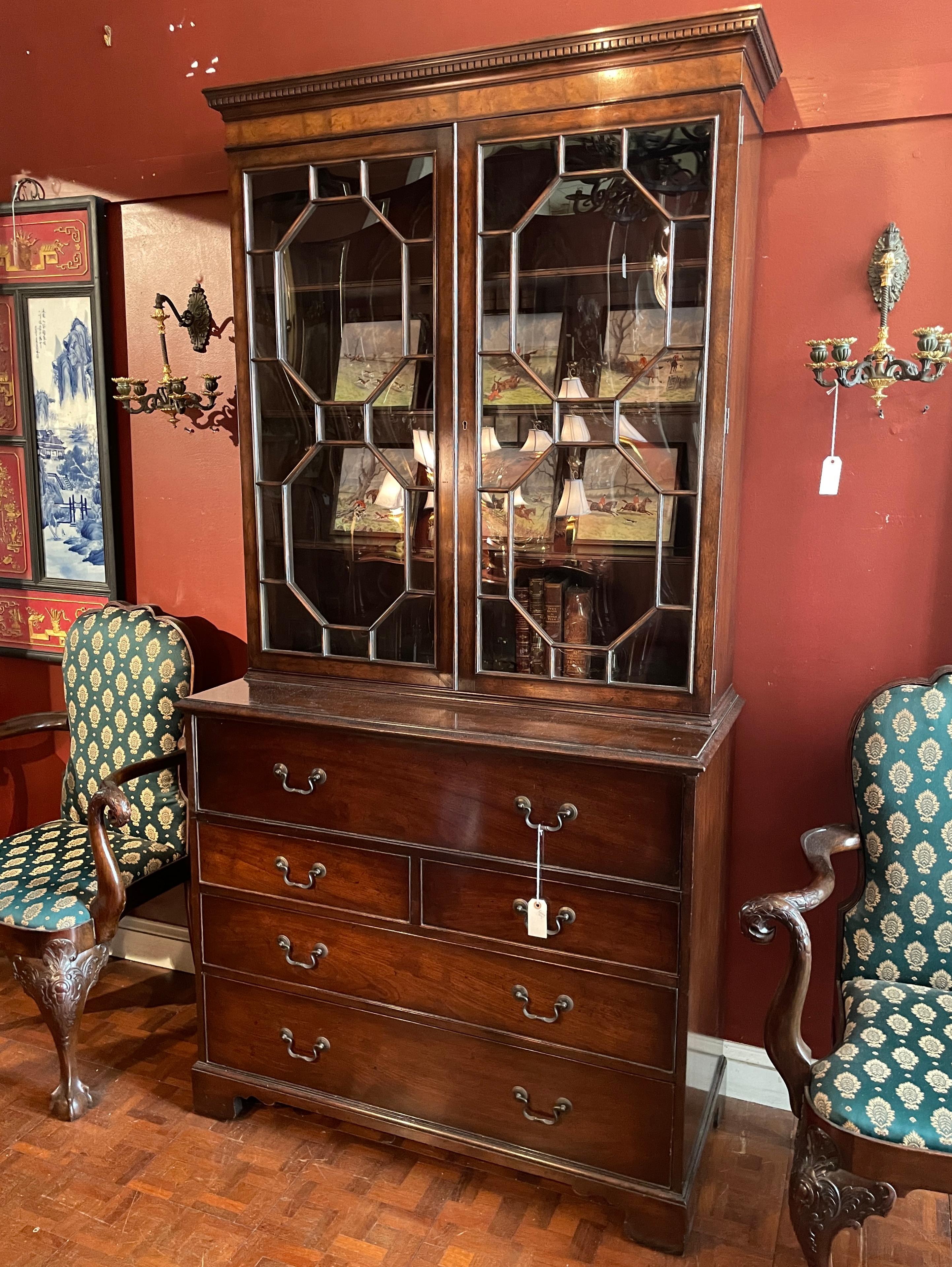 Antique English Regency Mahogany Secretary Bookcase, Circa 1890 For Sale 3