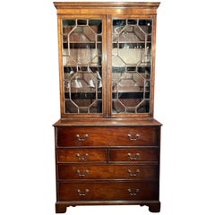 Antique English Regency Mahogany Secretary Bookcase, Circa 1890