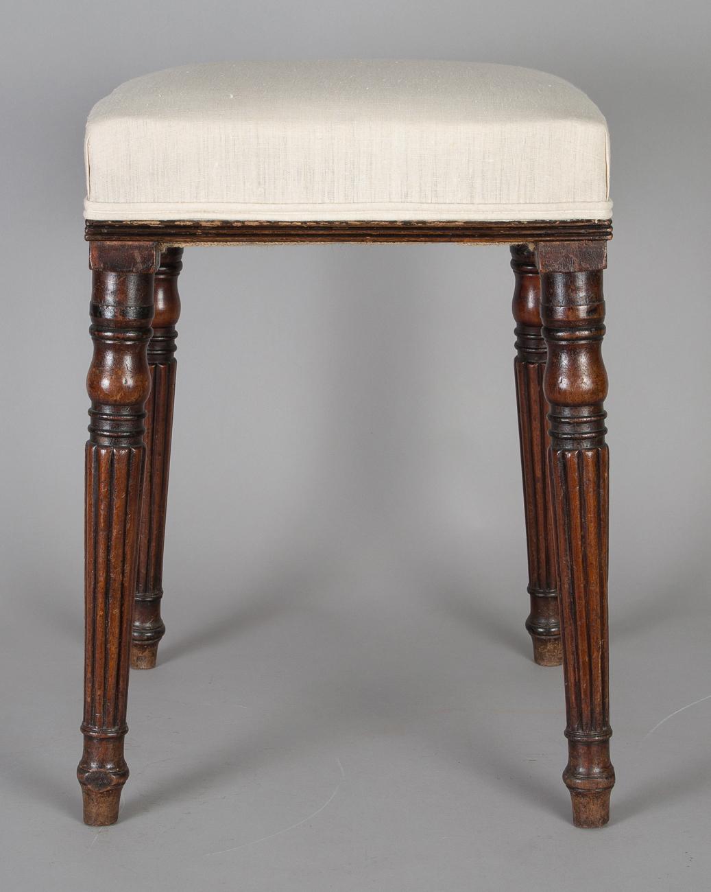 Carved Antique English Regency Mahogany Stool For Sale