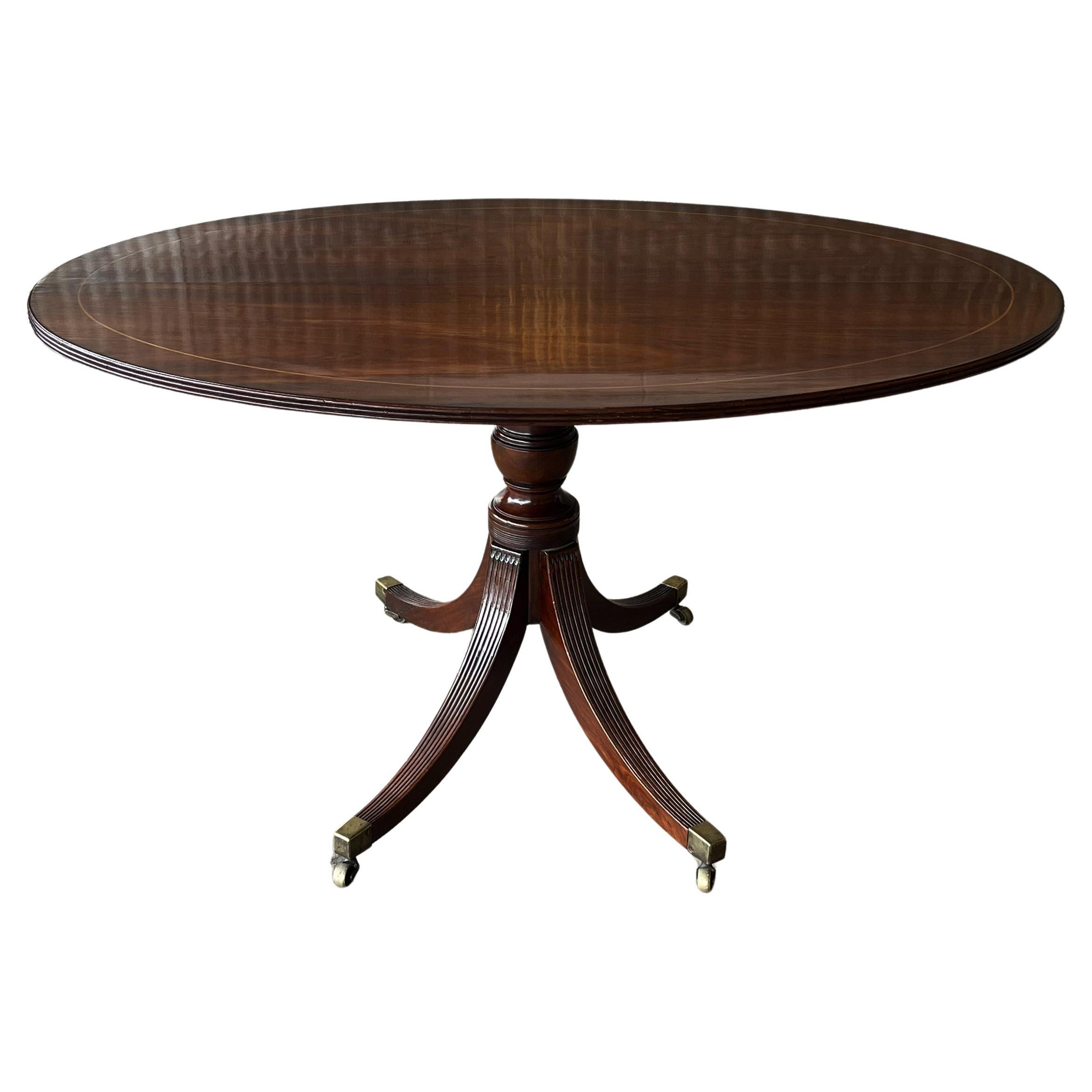 Inlay Antique English Regency Mahogany Tilt Top Centre Table Breakfast Table C.1800 For Sale