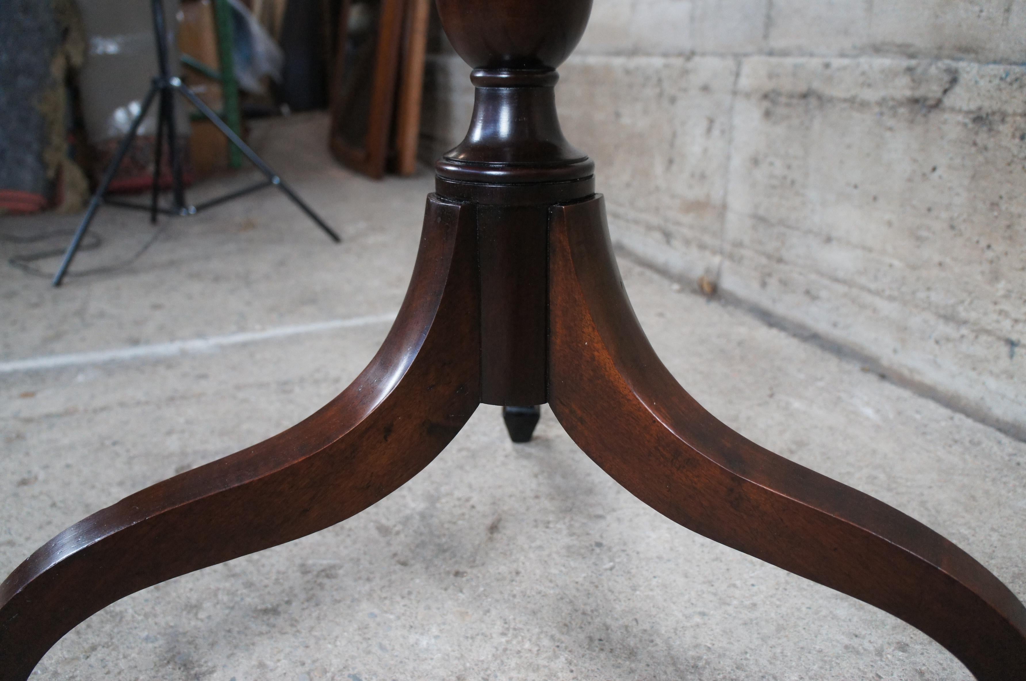 Antique English Regency Mahogany Tooled Leather Rent Table Drum Swivel Center 6