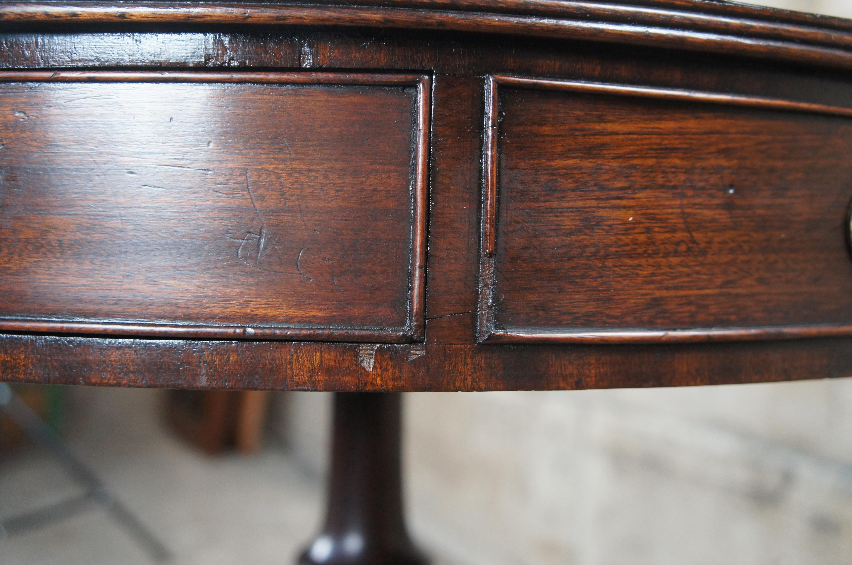 Antique English Regency Mahogany Tooled Leather Rent Table Drum Swivel Center 7